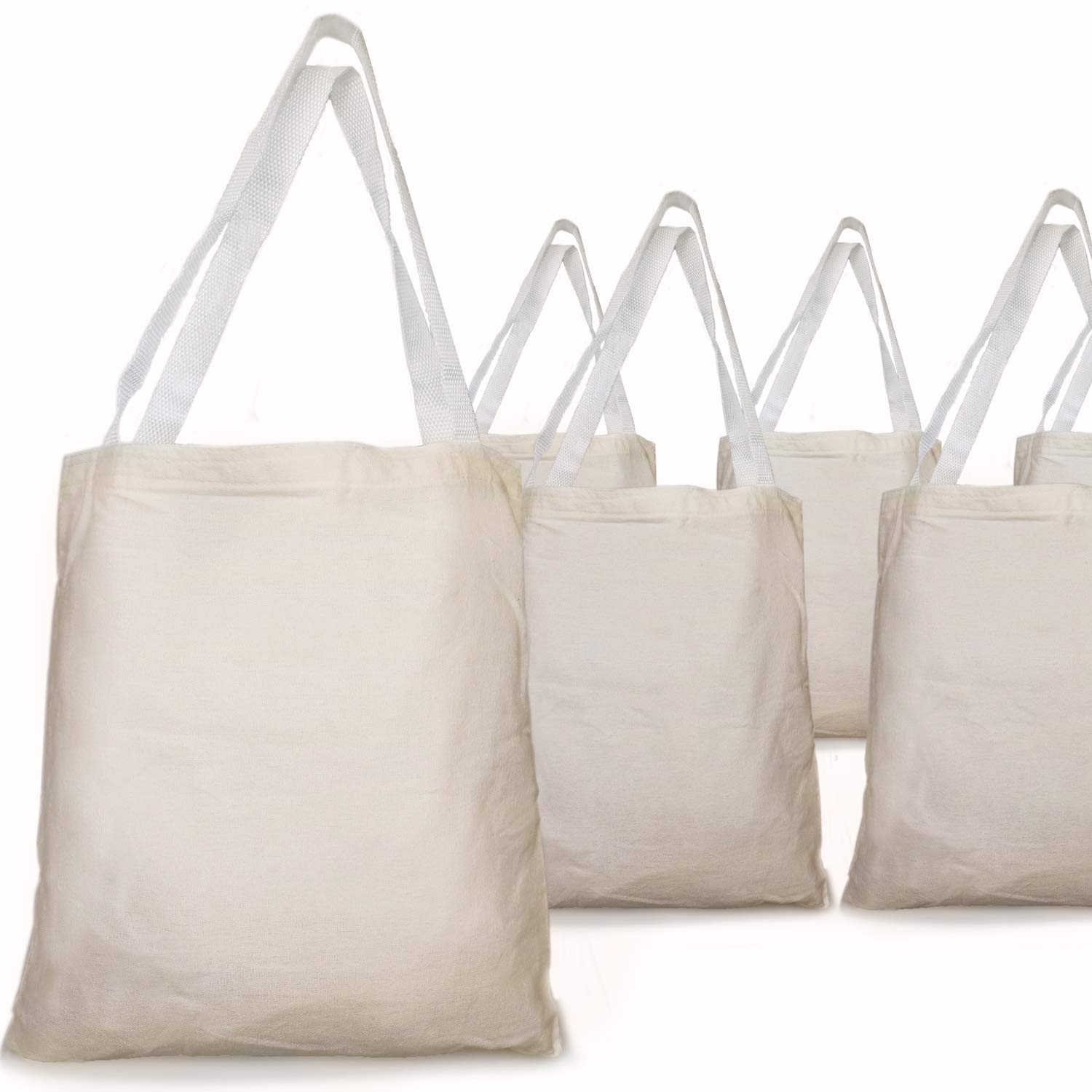 GIFTEXPRESS 12 Pack Natural Canvas Tote Bags - 12.75
