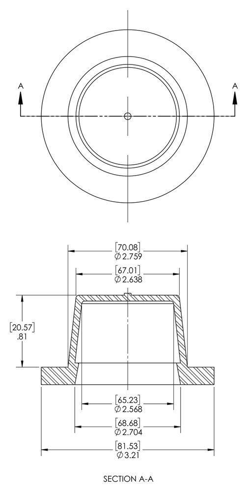 Caplugs QWF401AO1 Plastic Tapered Cap and Plug with Wide Thick Flange - 2.568