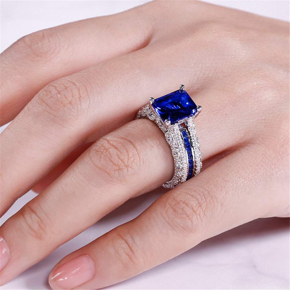 Jeulia 3PC CZ Diamond Engagement Ring Set - Radiant Cut Wedding Band, Anniversary Promise Rings with Side Stones, Romantic Jewelry Gift for Women (Gift Box Included) | Perfect for Proposals, Anniversaries, Valentine's Day & Special Occasions