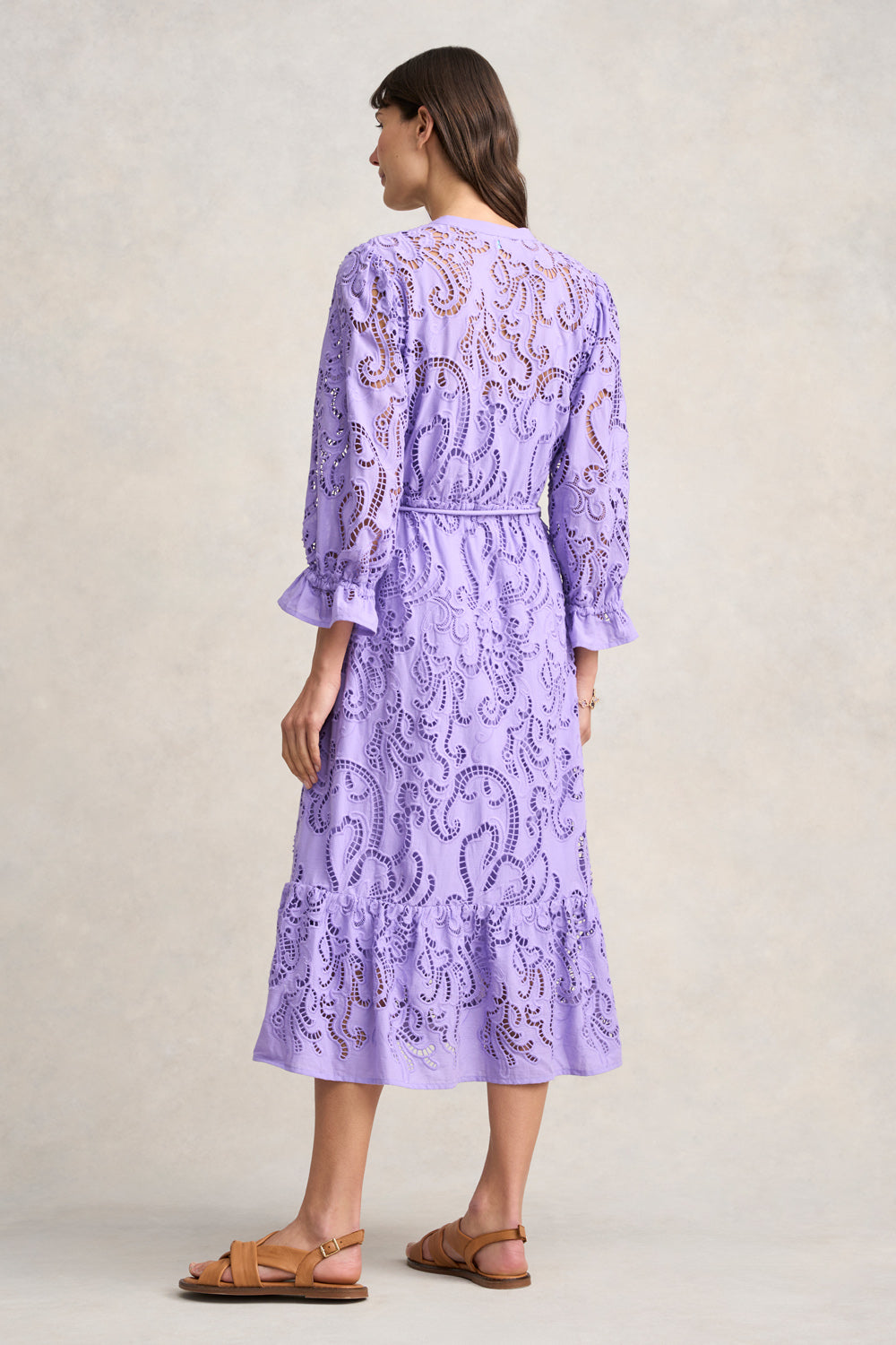 Elegant Broderie Lace Dress in Lilac - Perfect for Weddings, Parties & Special Occasions