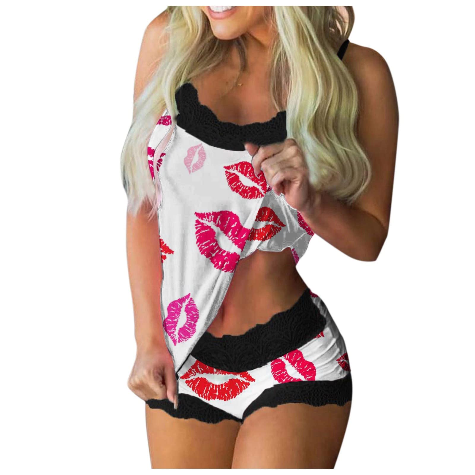**Maternity Pajama Set for Women - Lace Cami & Shorts Sleepwear, Push Up Bra, Sleeveless & Sexy Lingerie - Perfect for Pregnancy Comfort, Nursing, and Romantic Nights**