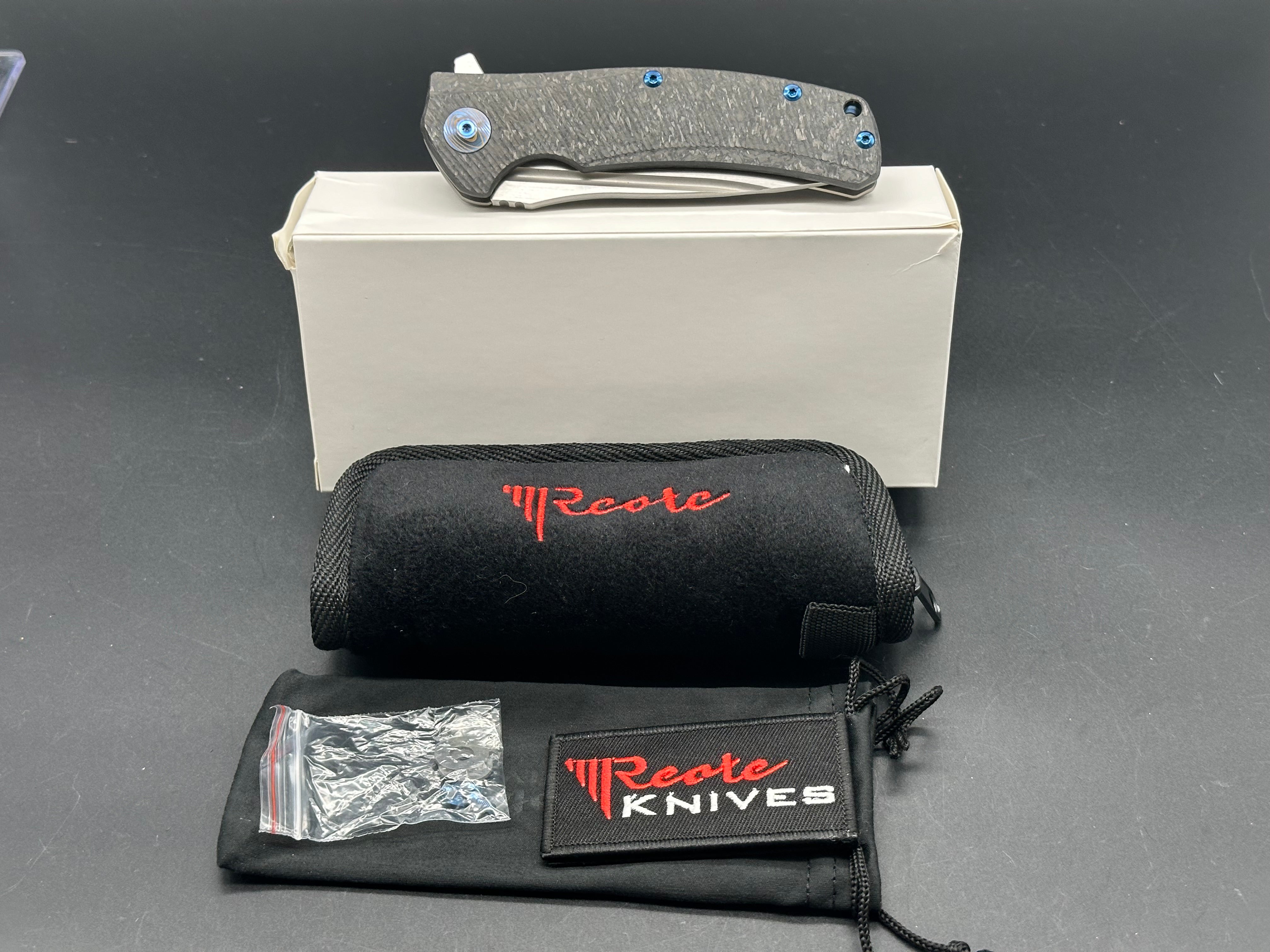 Reate Horizon D Titanium Folding Knife with Marble Carbon Fiber Scales & Real Timascus Clip - EDC, Outdoor, Camping, Survival Gear
