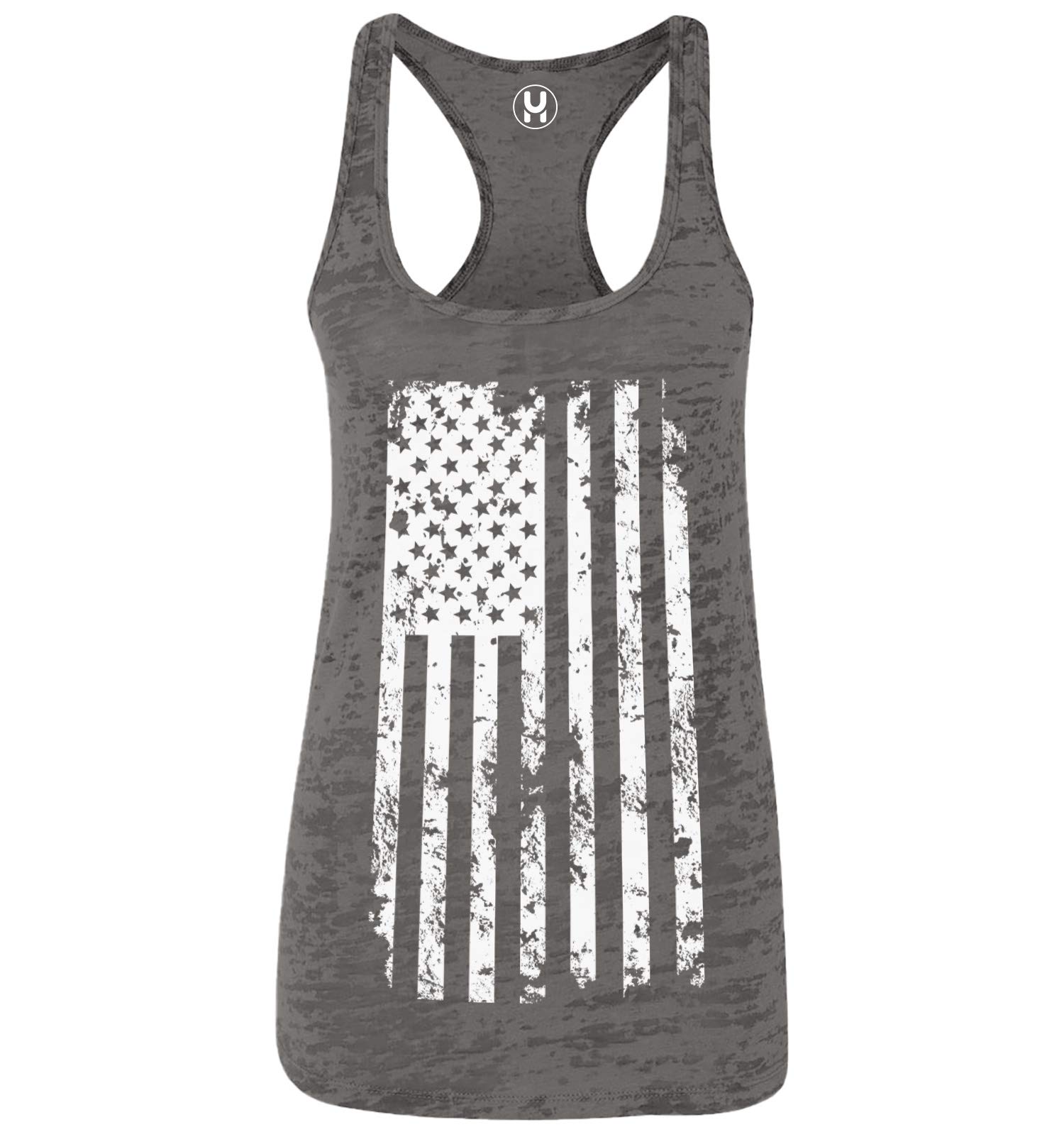 White American Flag USA Patriotic Ladies Racerback Tank Top - Comfortable Summer Casual Wear for Women, Perfect for 4th of July, BBQ Parties & Outdoor Activities