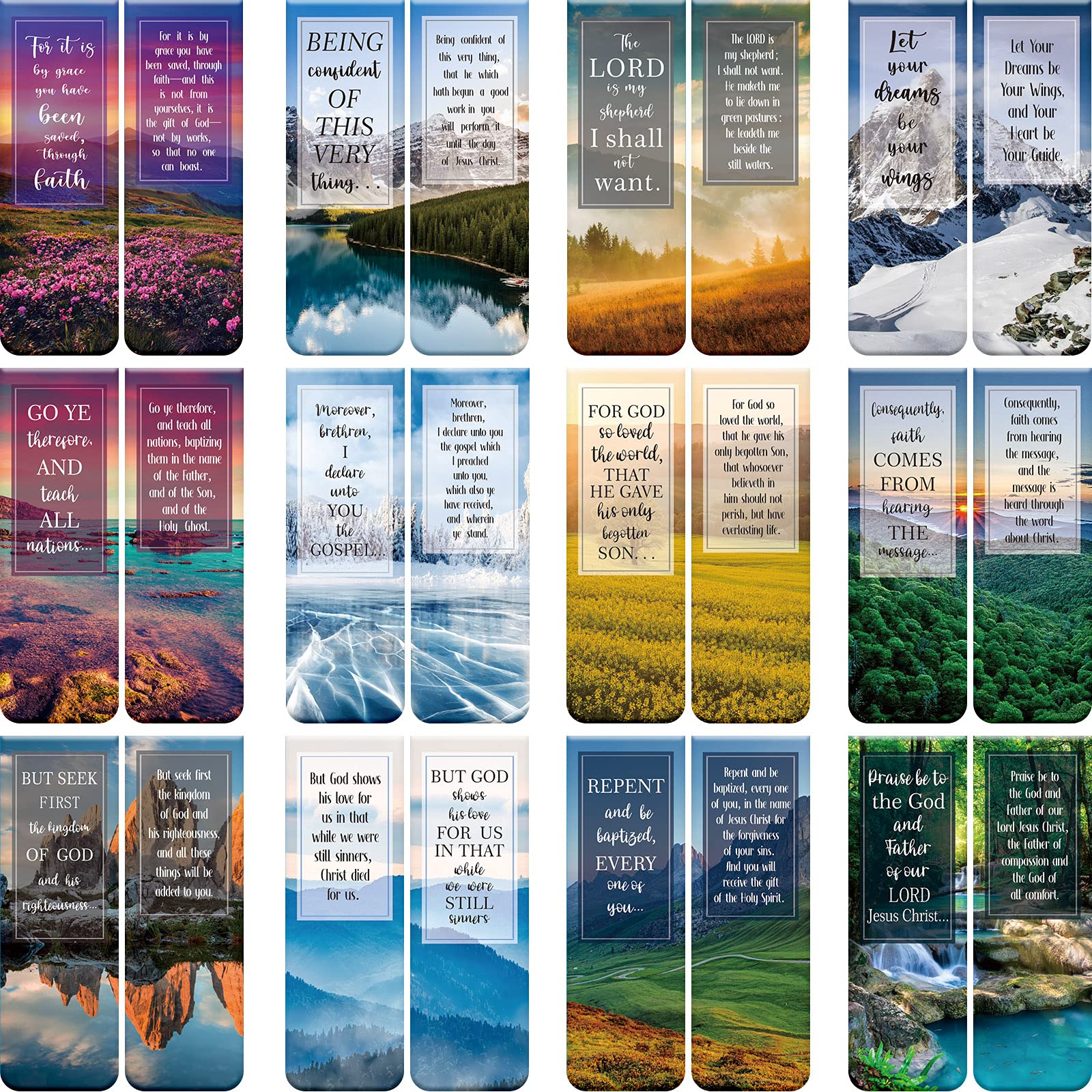 Nezyo 12-Piece Magnetic Christian Bookmark Set with Bible Verses - Inspirational Scripture Quote Bookmarks for Women & Men - Perfect for Bible Study, Church Gifts & Daily Devotionals