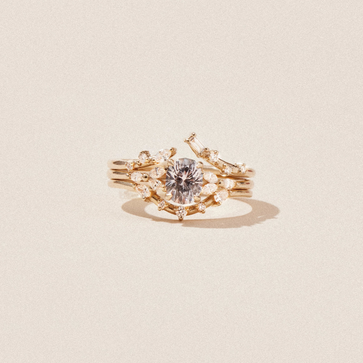 14K Yellow Gold Pink Sapphire Ring - Mystic Moonflower Unique Handmade Jewelry for Women, Perfect for Weddings, Anniversaries & Special Occasions