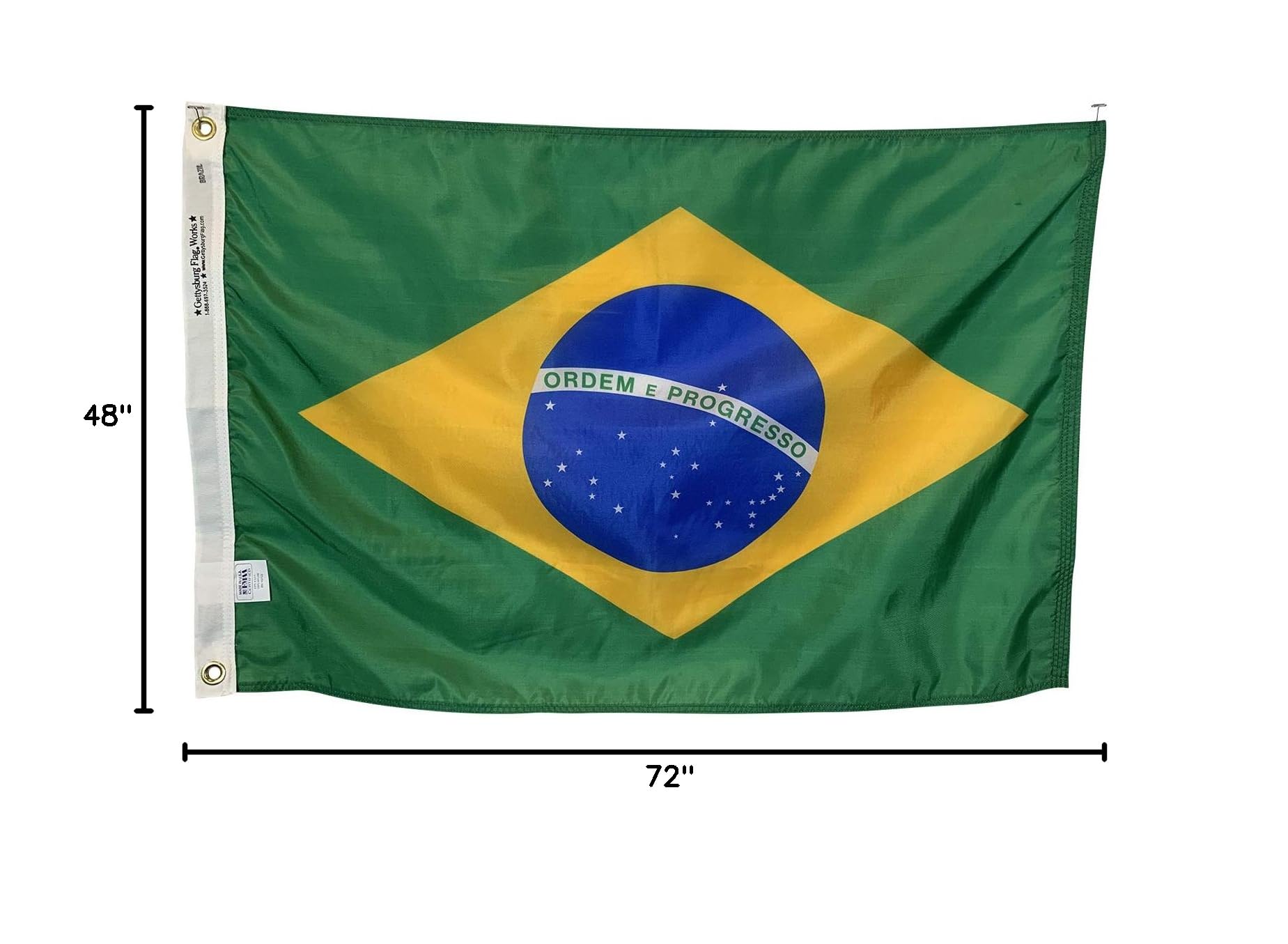 4x6' Brazil Flag - Heavy Duty All-Weather Nylon Flag with Reinforced Stitching - Made in USA - Perfect for Outdoor Decor, Sporting Events & Patriotic Displays