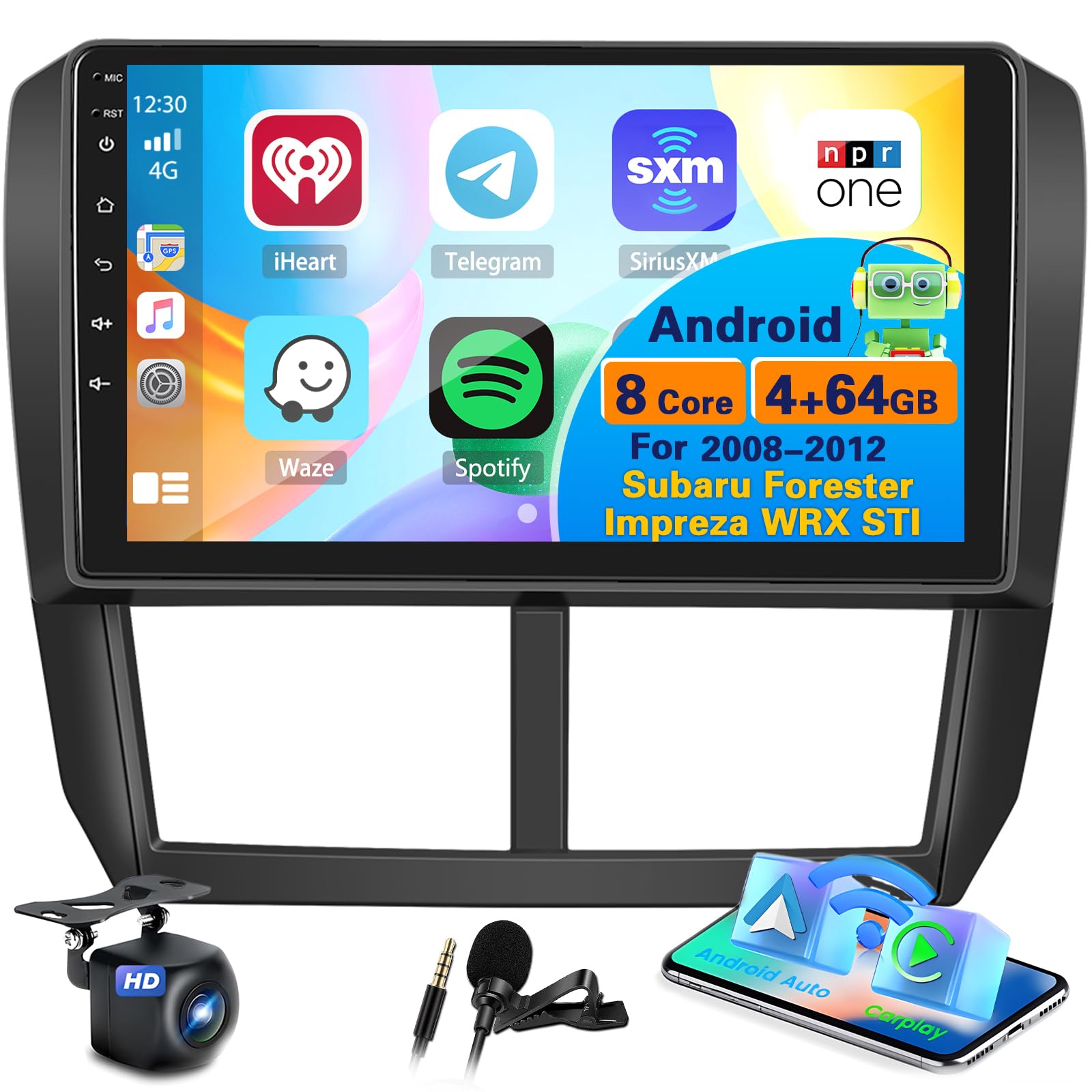 8-Core 4+64GB Android 13 Car Stereo Upgrade for Subaru Forester/Impreza/WRX STI 2008-2012 | 9