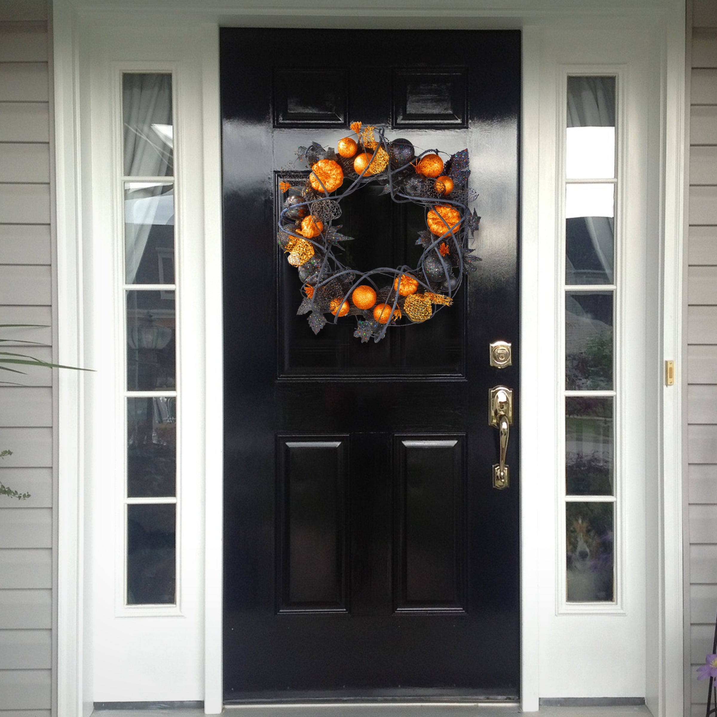 20 Inch Halloween Wreath with Pumpkins & Spooky Ornaments - Perfect for Front Door Decor, Party & Indoor Halloween Decoration