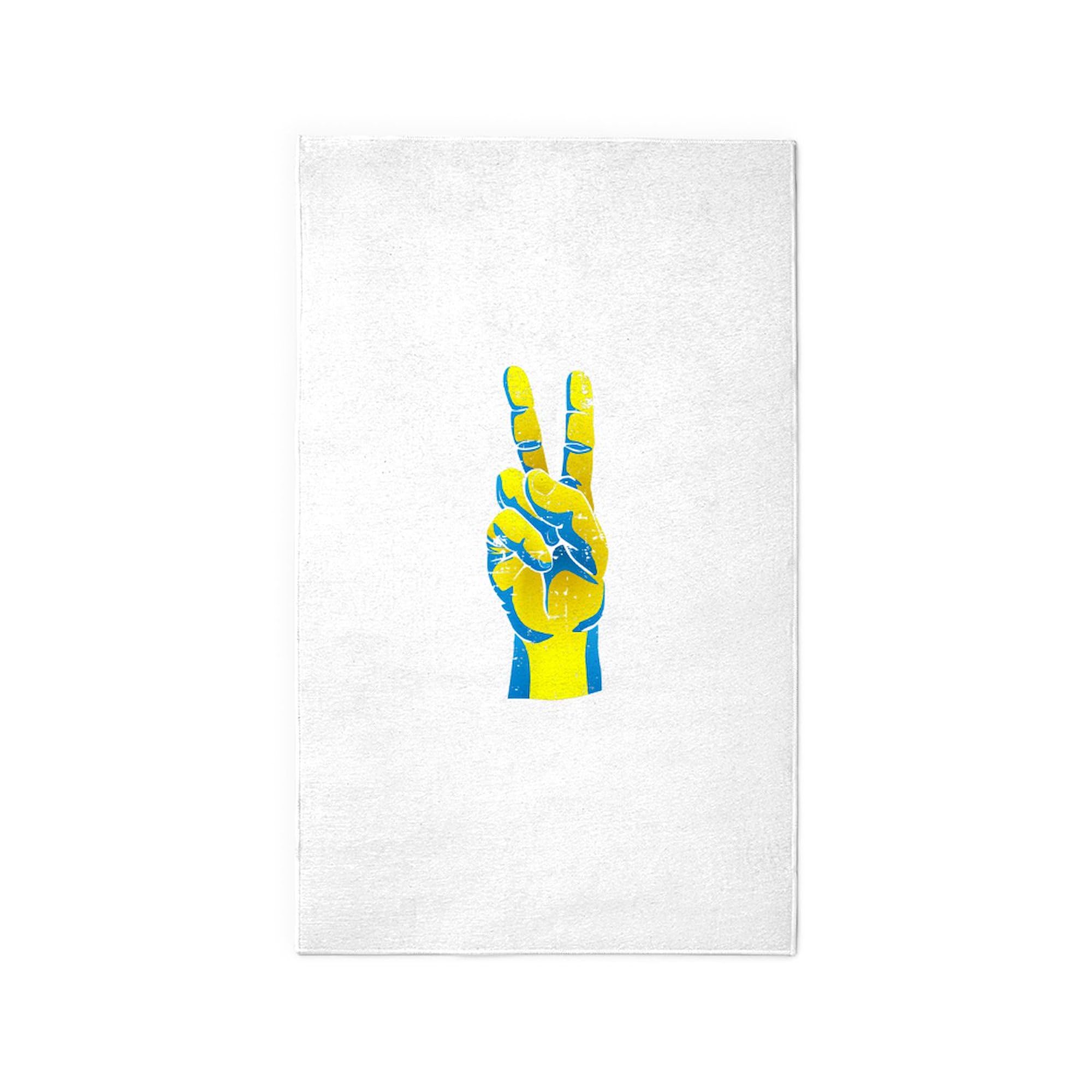Peace for Ukraine Ukrainian Hand-Painted Decorative Area Rug - Non-Slip Fabric Throw Rug for Living Room, Bedroom & Office Decor