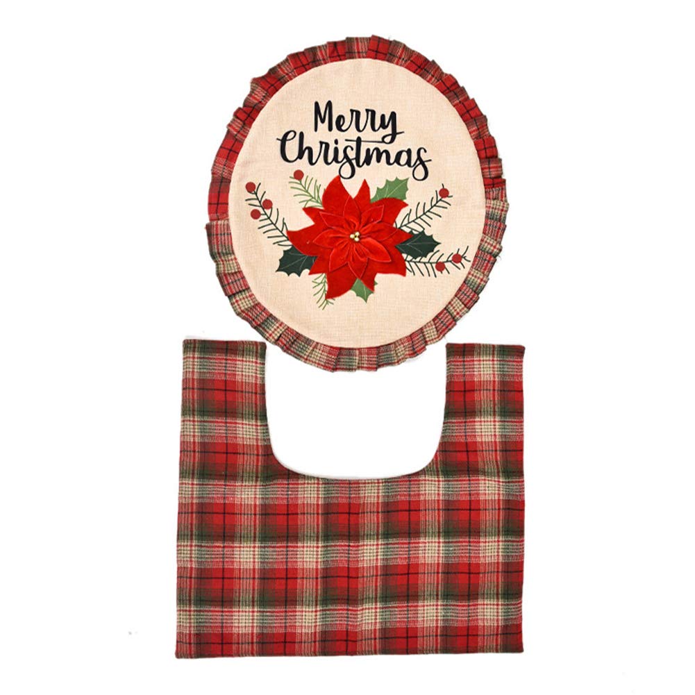 2Pcs Premium Plaid Christmas Toilet Seat Covers - Soft Holiday Bathroom Decor for Xmas, Wedding & Party - Festive Floral Hanging Toilet Seat Accessories (Perfect for Home, Hotel & Holiday Decorations)