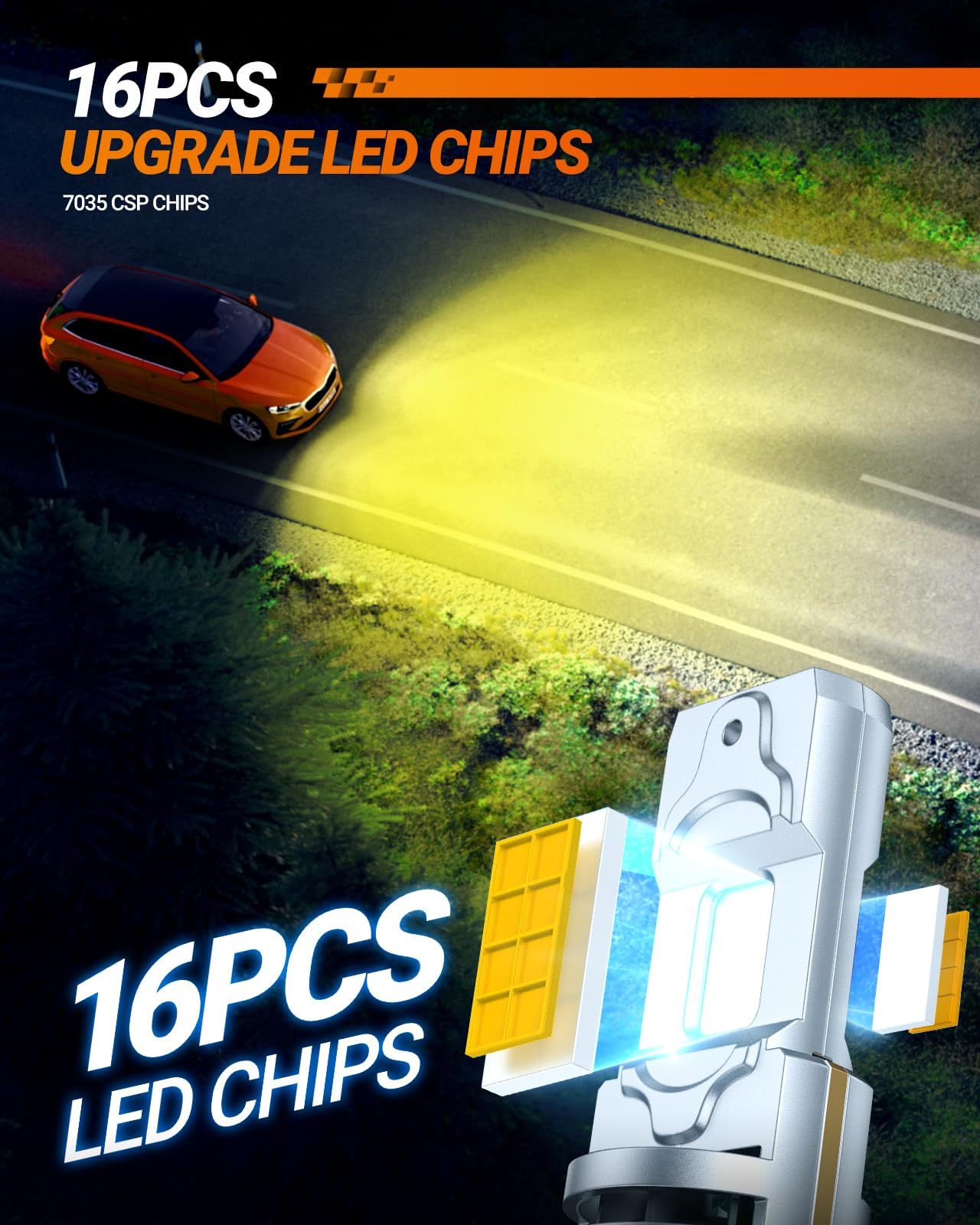 SEALIGHT H10 3500K Yellow Fog Light Bulbs - 9145 9140 9040 9045 Compatible with Cooling Fan, Amber Fog Lamps, Plug & Play in 3 Minutes (Pack of 2) - Perfect for Off-Roading, Bad Weather & Night Driving