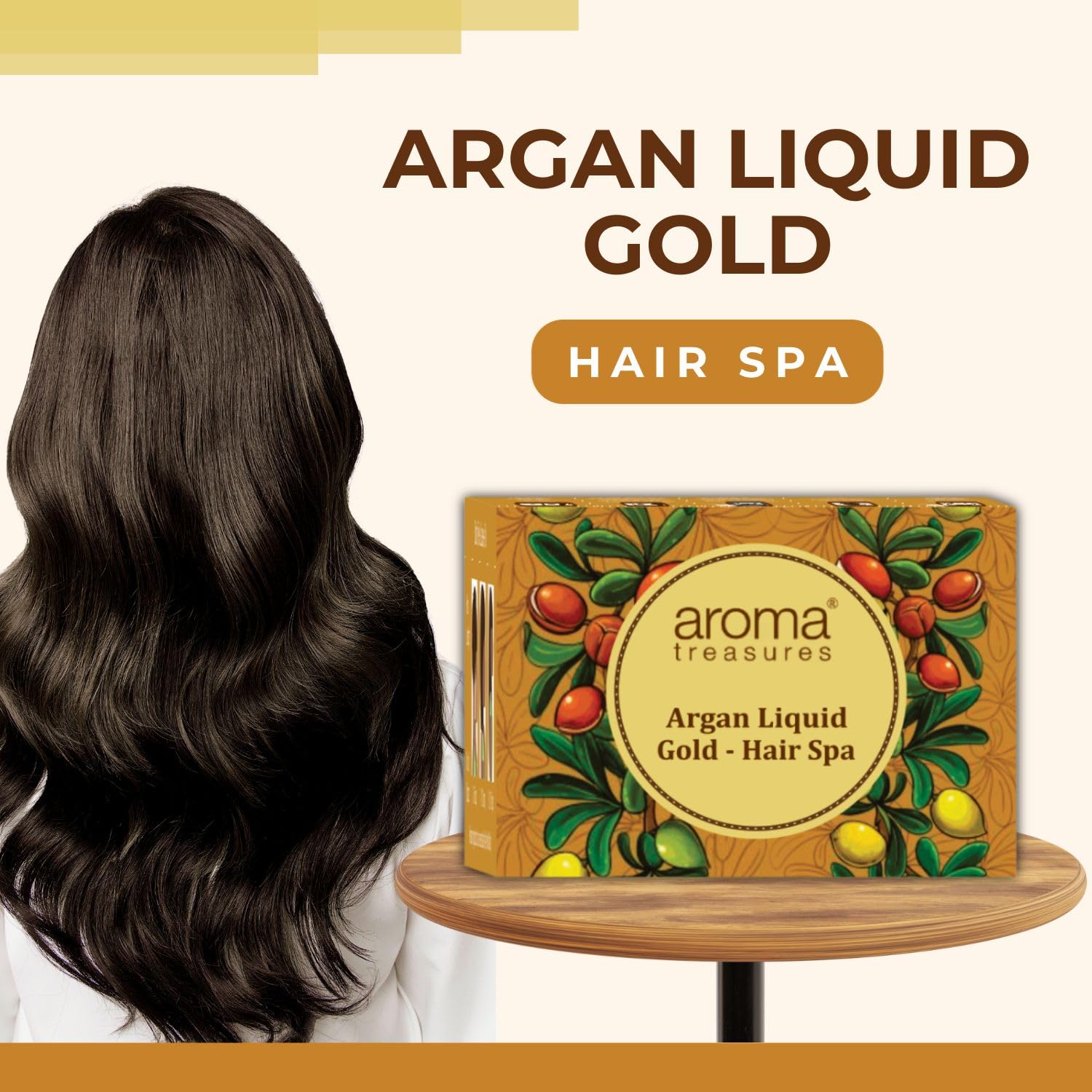 Aroma Treasures Argan Liquid Gold Hair Spa Kit (Single Use, 100g) - Deep Conditioning Treatment for Dry, Damaged Hair - Perfect for At-Home Hair Care & Salon-Style Results