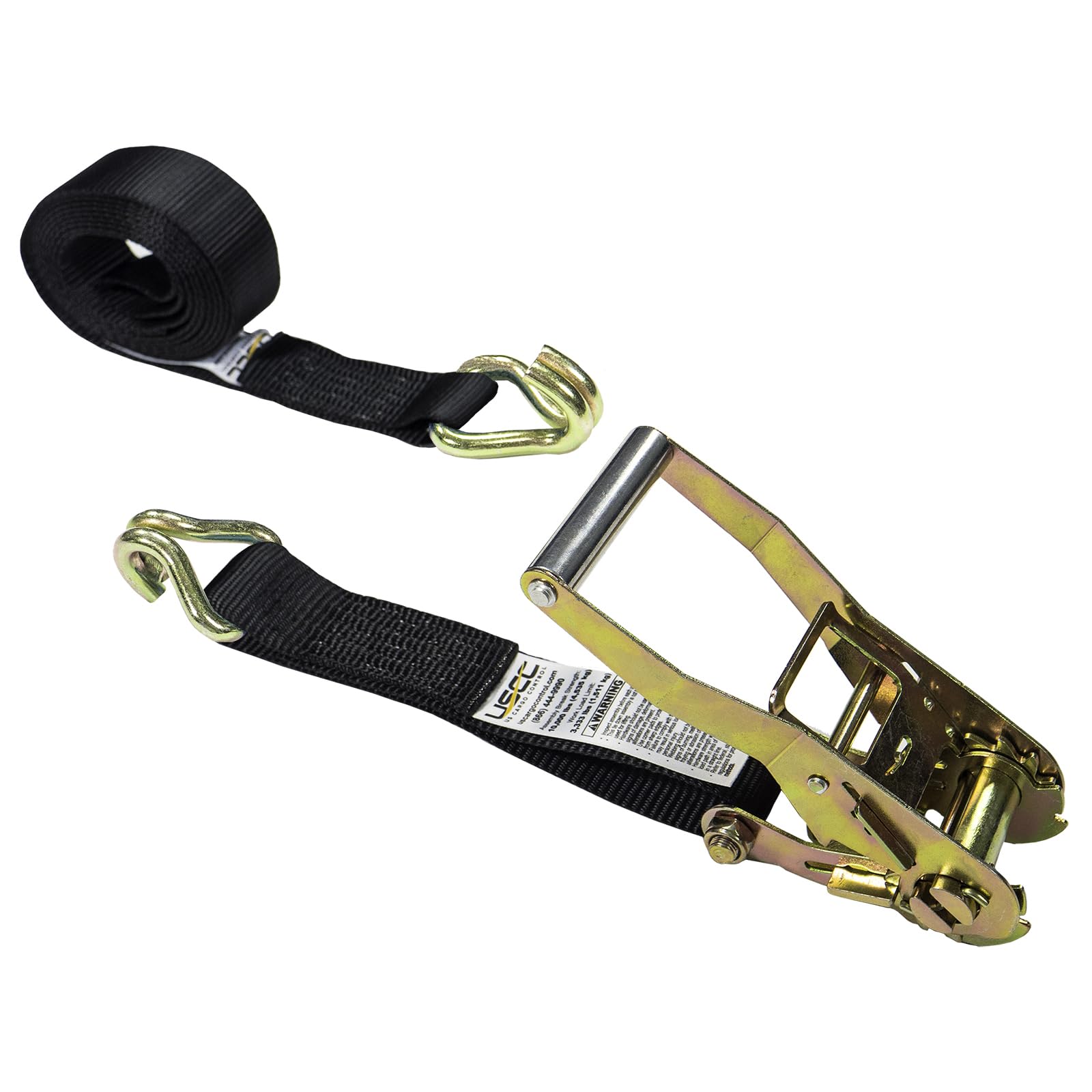 2 Inch x 24 Foot Heavy Duty Ratchet Straps with Double J Hooks - Black Cargo Tie Down Straps for Trucks, Trailers & Securing Loads - US Cargo Control Ratchet Straps for Safe Transport