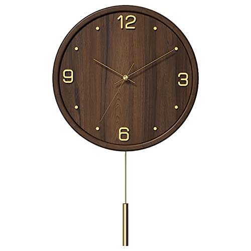 Modern Chinese Solid Wood Wall Clock with Pure Copper Accents - Minimalist Home Decor for Living Room, Bedroom & Office - Silent Non-Ticking Decorative Clock - Perfect Housewarming Gift for Home & Office Use