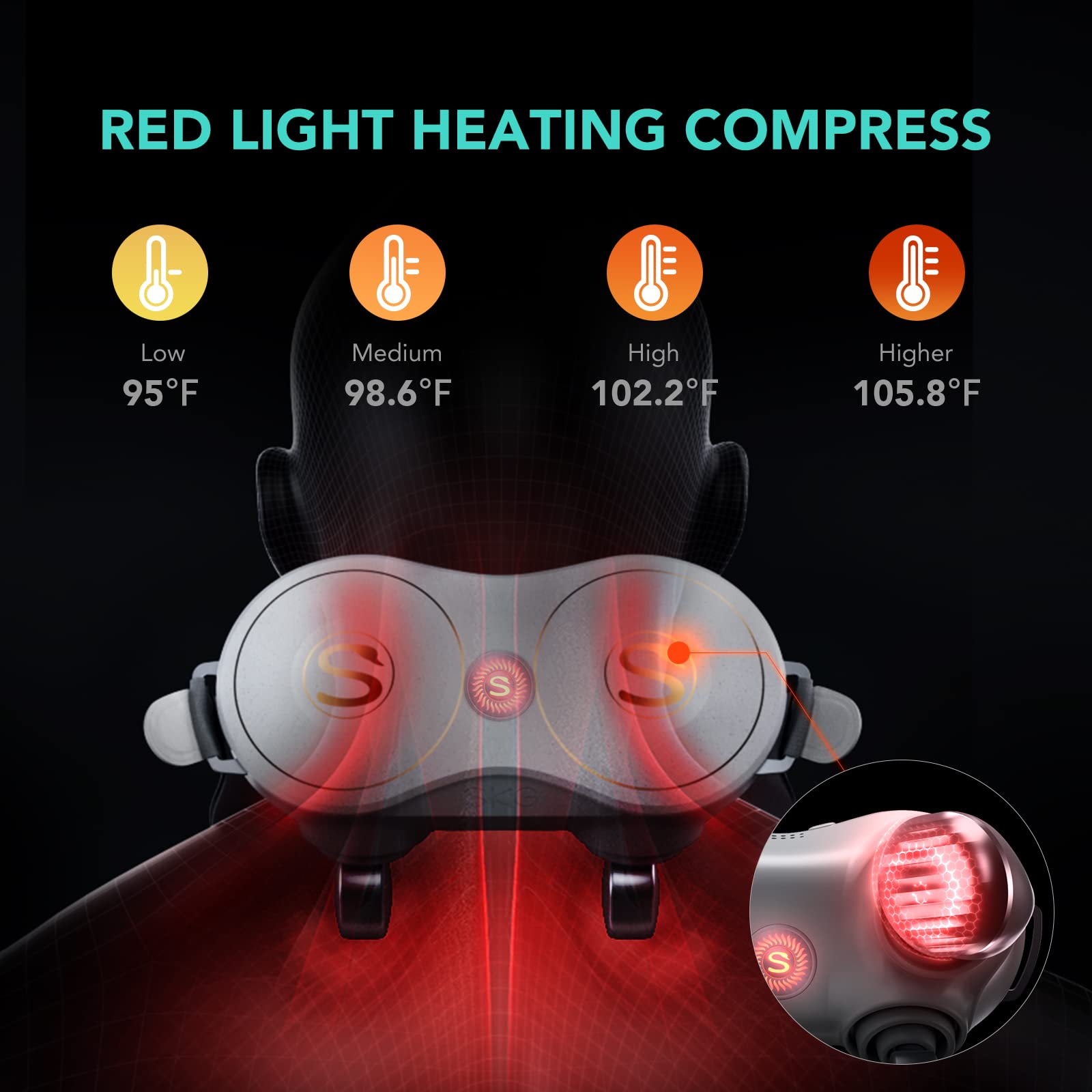 SKG 4D Electric Shiatsu Neck and Shoulder Massager with Heating - Deep Tissue Kneading for Pain Relief - Perfect Christmas Gift for Men, Women, Dad & Mom - Ideal for Office, Home Use and Travel Relaxation