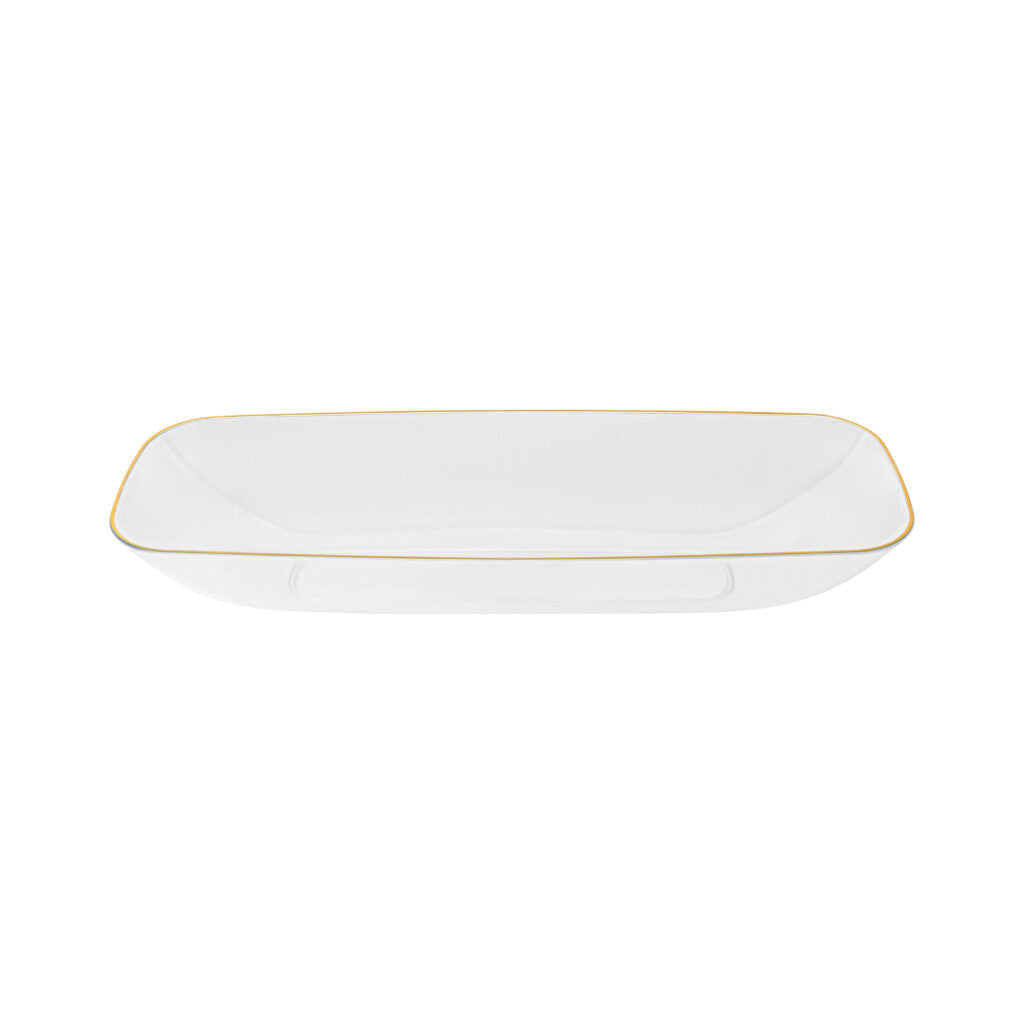Clear and Gold Organic Rectangular Plastic Salad Bowl - 1 Count - Perfect for Healthy Meals, Parties, and Eco-Friendly Dining