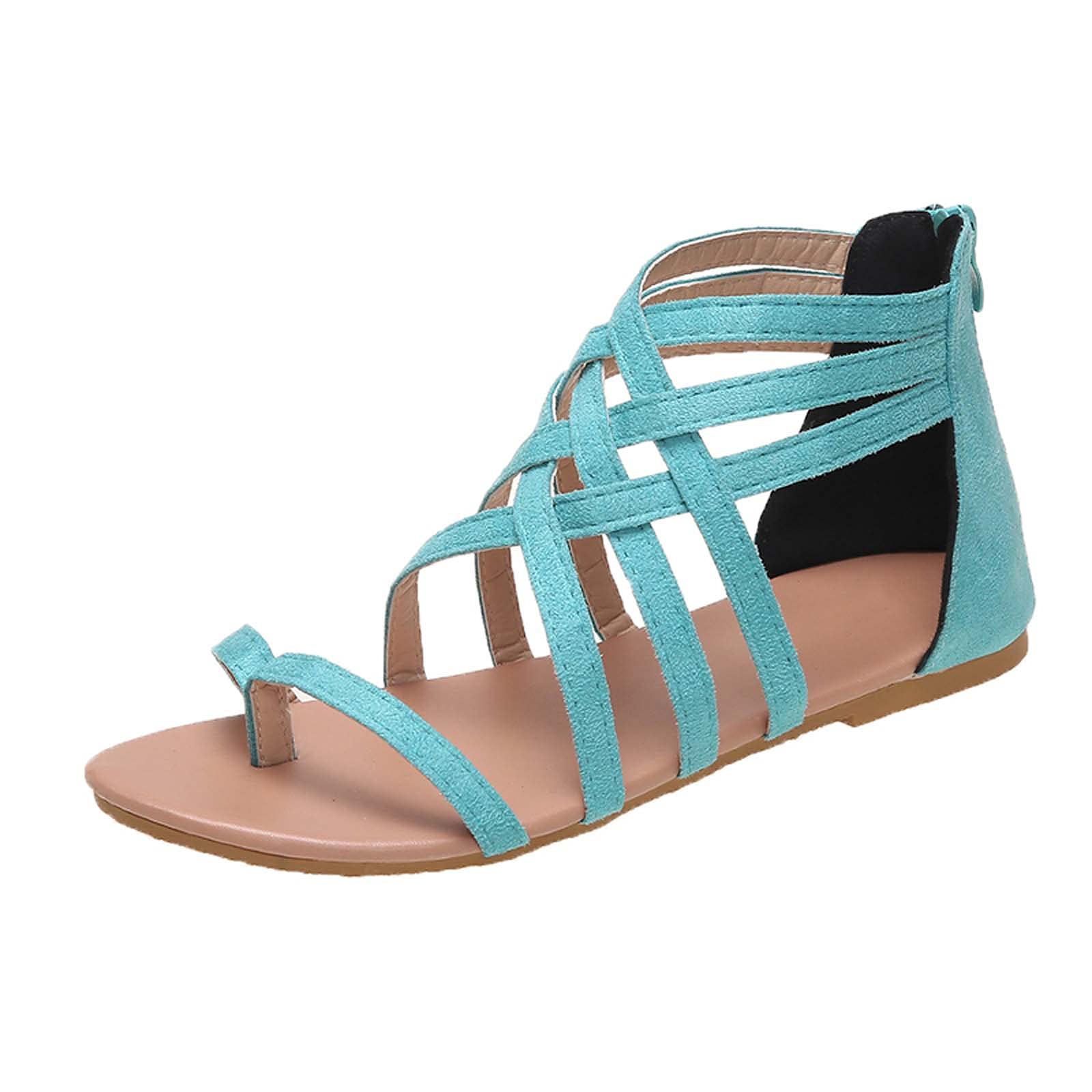 Women's Summer Casual Cross Strappy Flat Sandals - Thin Strips Gladiator Beach Sandals for Ladies | Flip Flops & Slides | Plus Size Available | Perfect for Beach, Pool, and Vacation Wear