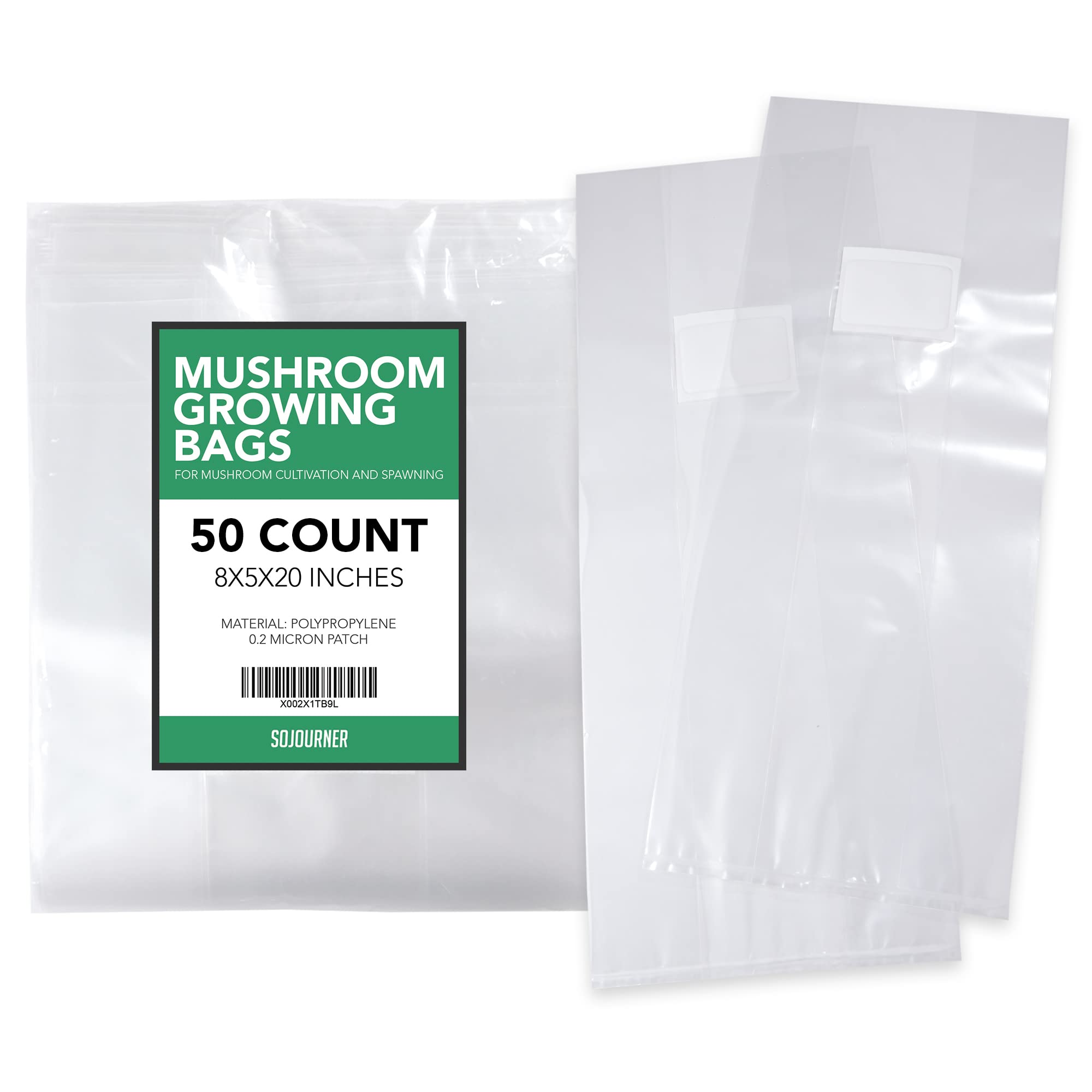 Premium Mushroom Grow Bags (50 Pack) - 6 Mil Thick Autoclavable Spawn Bags with 0.2 Micron Breathable Filter - Complete Mushroom Cultivation Kit for Home Growers | Ideal for Oyster, Shiitake & Button Mushrooms Indoor/Outdoor Growing