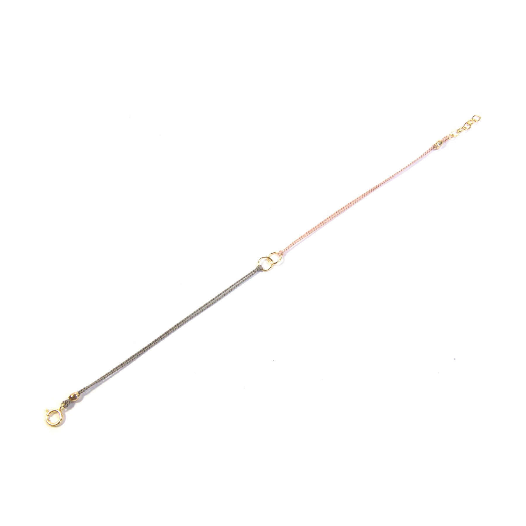 Elegant Circle Link Silk Bracelet for Women - Pink & Gray with Gold Accents | Perfect for Parties, Weddings & Everyday Fashion Accessories