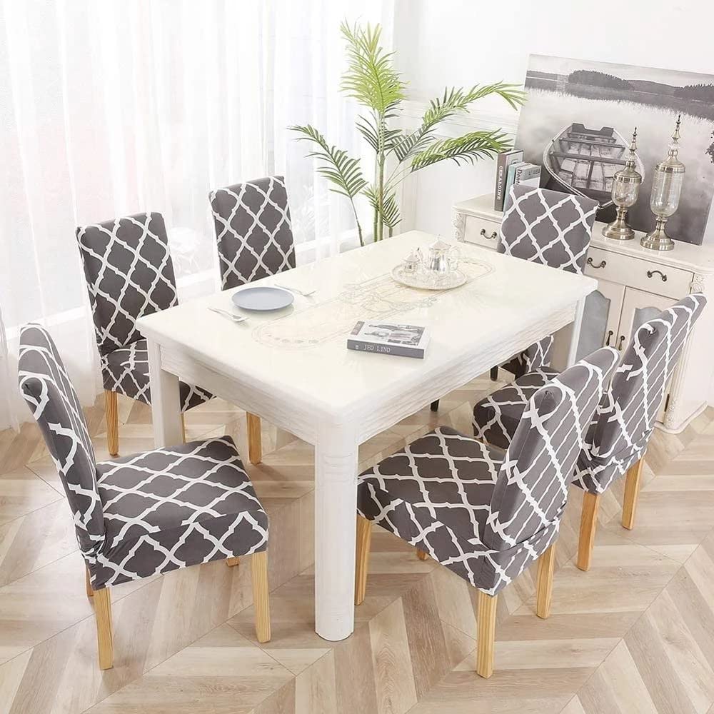 Stretch Dining Chair Slipcovers Set of 2/4/6 - Washable Elastic Seat Covers for Armless Chairs, Removable Chair Protector for Dining Room - Perfect for Home Decor, Parties & Daily Use