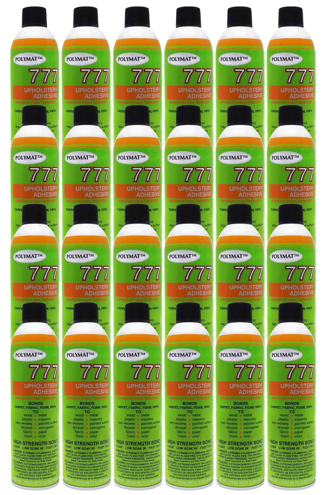 24-Pack POLYMAT 777 Spray Adhesive - High Strength Foam Glue for Upholstery, DIY Crafts & Home Repairs | Perfect for Foam Bonding, Fabric Projects & Scrapbooking