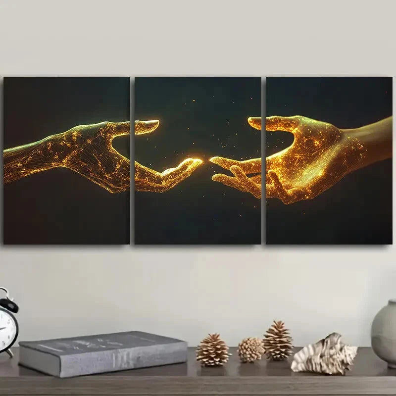 3-Piece Mechanical Hand Wall Art Set - Framed Canvas Prints 40x60cm (16x24in) - High Quality Australian Made Wall Decor - Ready to Hang - Perfect for Living Room, Bedroom & Office Decor