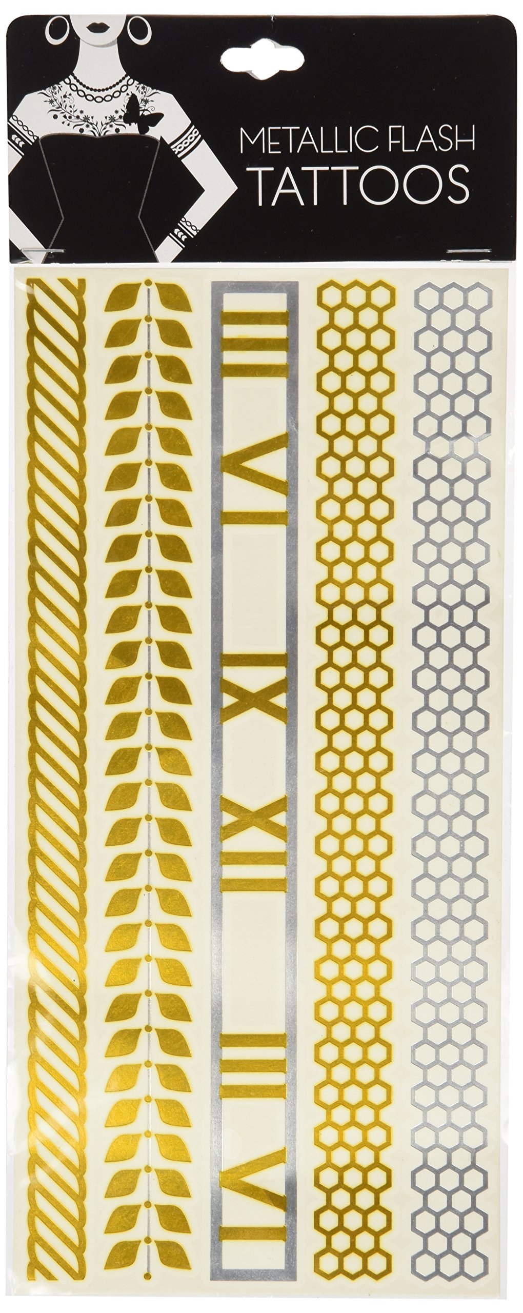 Roman Inspired Metallic Flash Tattoos - Waterproof Temporary Tattoos for Women & Men - Perfect for Festivals, Parties, and Body Art