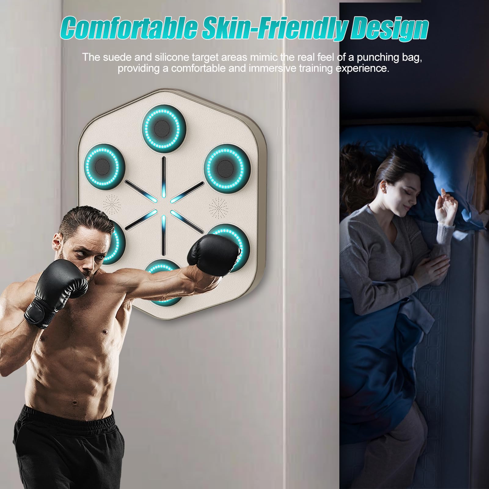 Smart Music Boxing Machine with App - Interactive Punching Bag with Rhythm-Syncing LED Lights & Bluetooth Connectivity | Wall-Mounted Fitness Equipment for Home Gym, Boxing Training & Stress Relief
