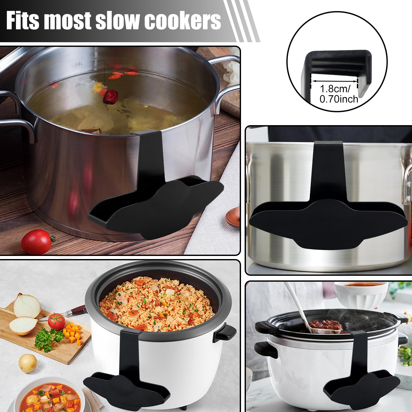 2-Pack Hands-Free Slow Cooker Lid Holder - No Mess Pot Lid Attachment for Crock-Pot & Cooking Pots - Perfect for Meal Prep, Soups & Stews (Dishwasher Safe)