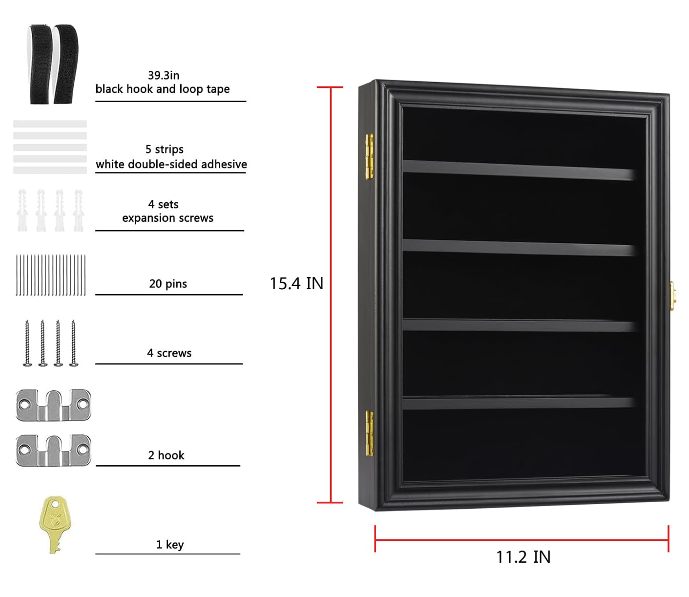 LIUYALO Lockable Shadow Box Display Case - Wall Mounted Medal & Military Challenge Coin Holder with Removable Shelves | Perfect for Collectors, Military Pins, Awards & Memorabilia Organization | Home, Office or Military Barracks Decor