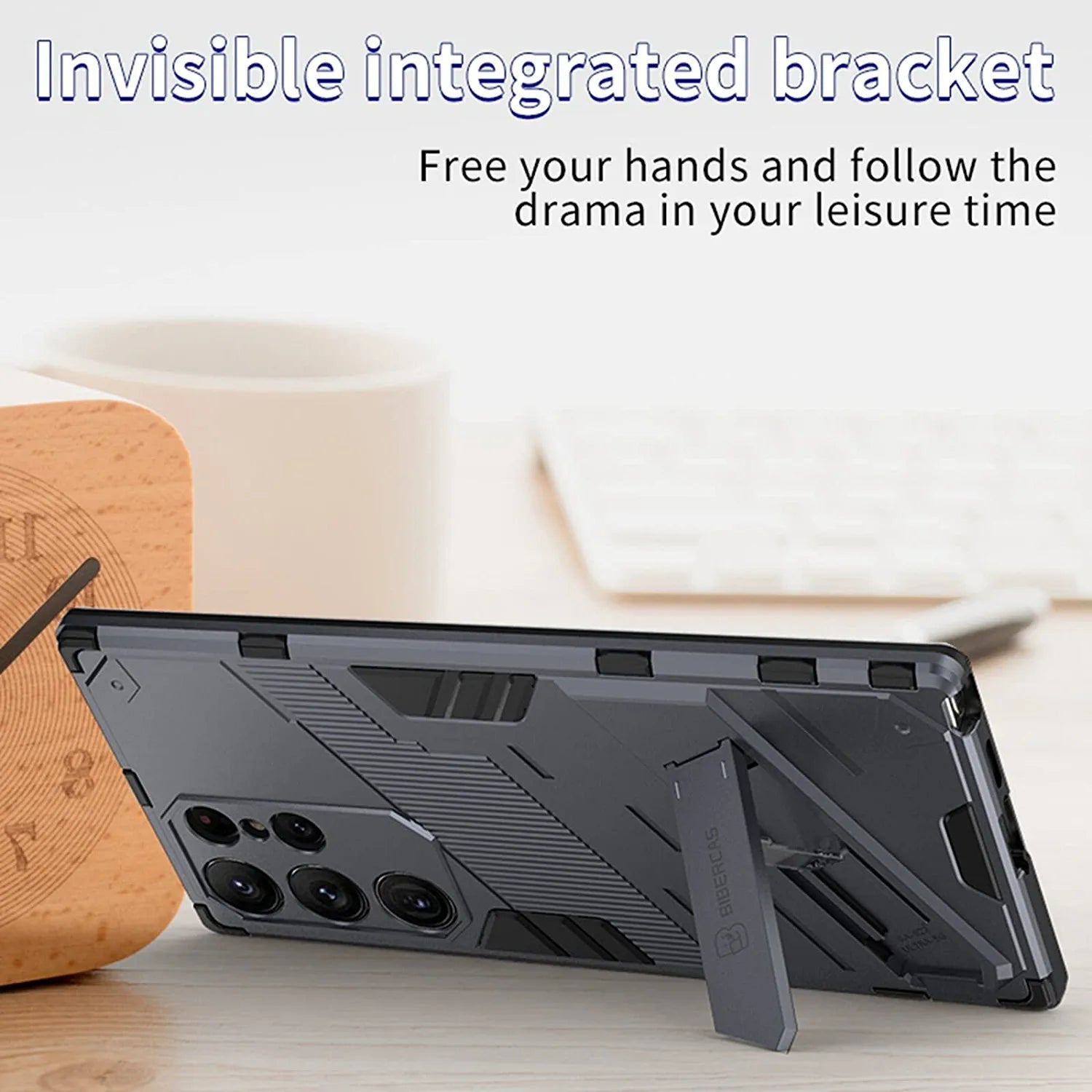 Samsung Galaxy S23 Ultra Kickstand Case - Shockproof Protective Cover with Built-in Stand for Hands-Free Viewing - Perfect for Watching Videos, Gaming, and Video Calls