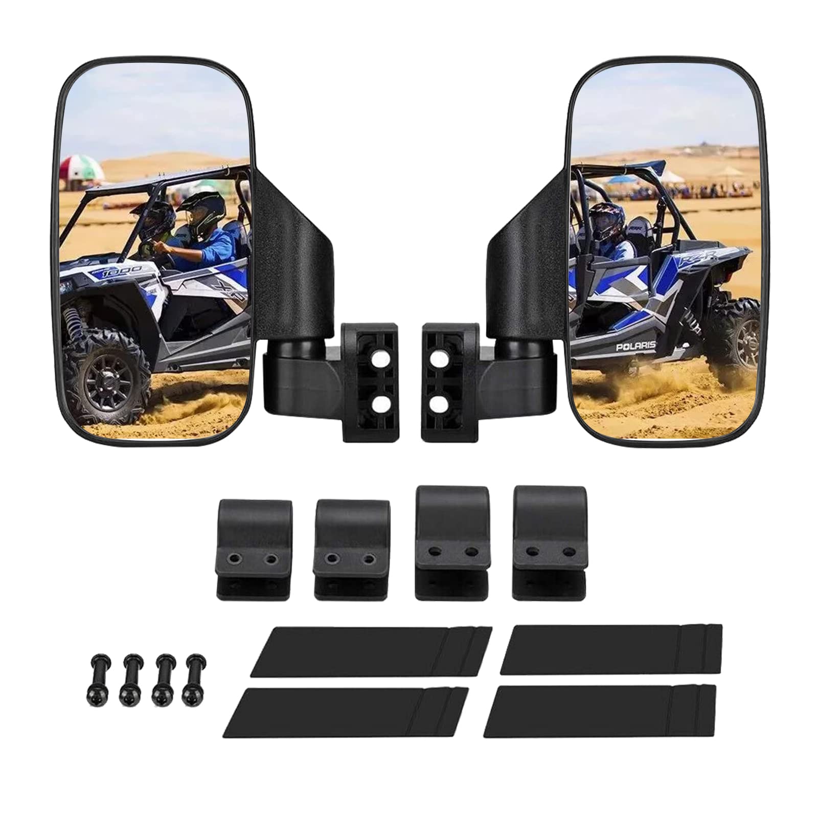 UTV Side Mirrors for Polaris Ranger 2015-2022 & Can-Am Defender Maverick Trail - Adjustable Break-Away Rear View Mirror with Profiled Tube | Off-Road Adventure & Utility Vehicle Accessories