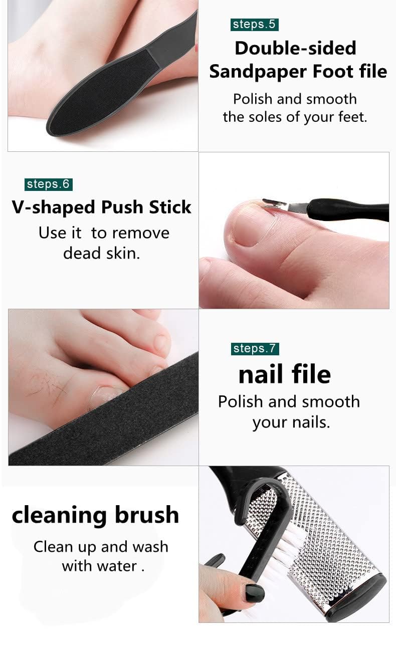 Premium 8-in-1 Pedicure Kit for Men & Women - Callus Remover, Foot File, Dead Skin Scraper & Complete Foot Care Set - Perfect for Home Spa, Salon Treatments & DIY Foot Care Routines
