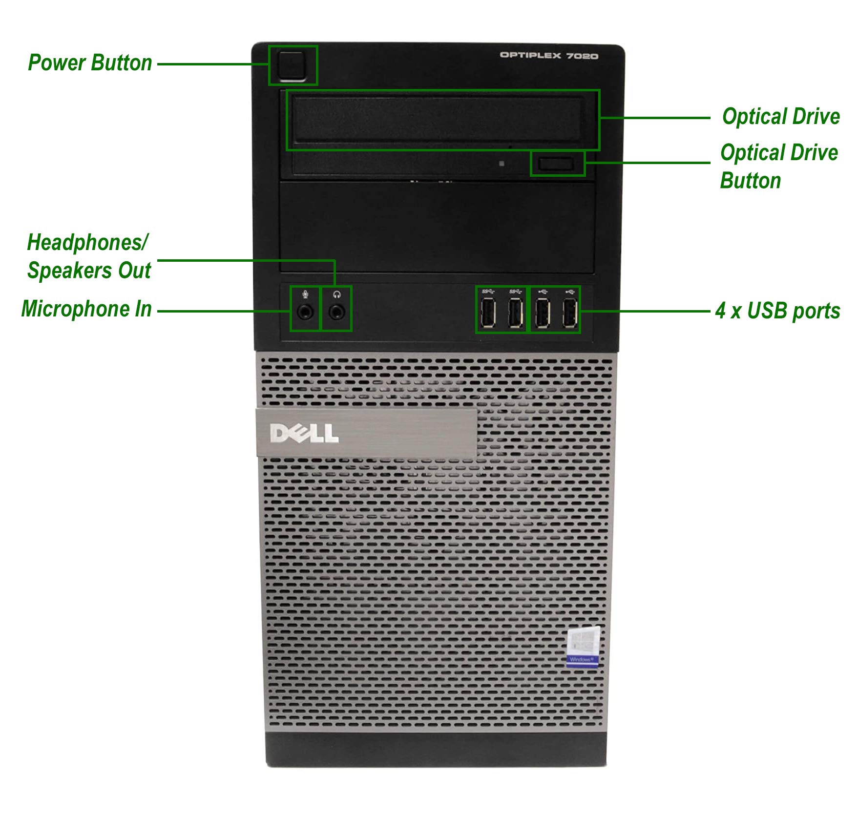 Refurbished Dell Optiplex 7010 Tower PC - Intel Core i7-3770 3.9GHz, 8GB RAM, 256GB SSD, HD Graphics 4000 (4K Support), Windows 10 Pro | Dual Monitor Setup with DisplayPort & HDMI | WiFi, Bluetooth, DVD Drive | Perfect for Home Office, Business Workstations & Gaming