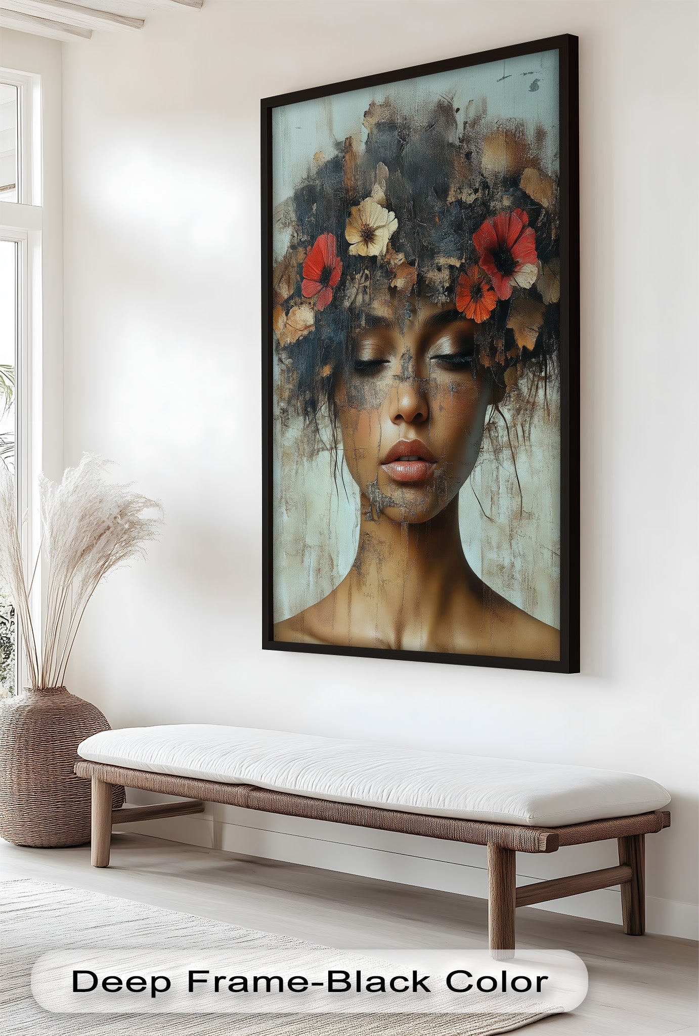 Ethereal Boho Flower Oil Painting - Autumn Reverie Wall Art for Home Decor, Living Room, Bedroom & Office | Handmade Canvas Artwork