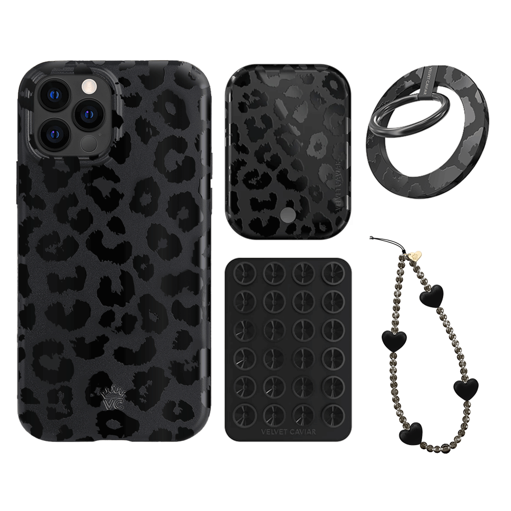 Black Leopard iPhone Case with Grip - Stylish & Secure Phone Cover for iPhone 13/14/15 Pro Max - Perfect for Work, Travel & Everyday Protection