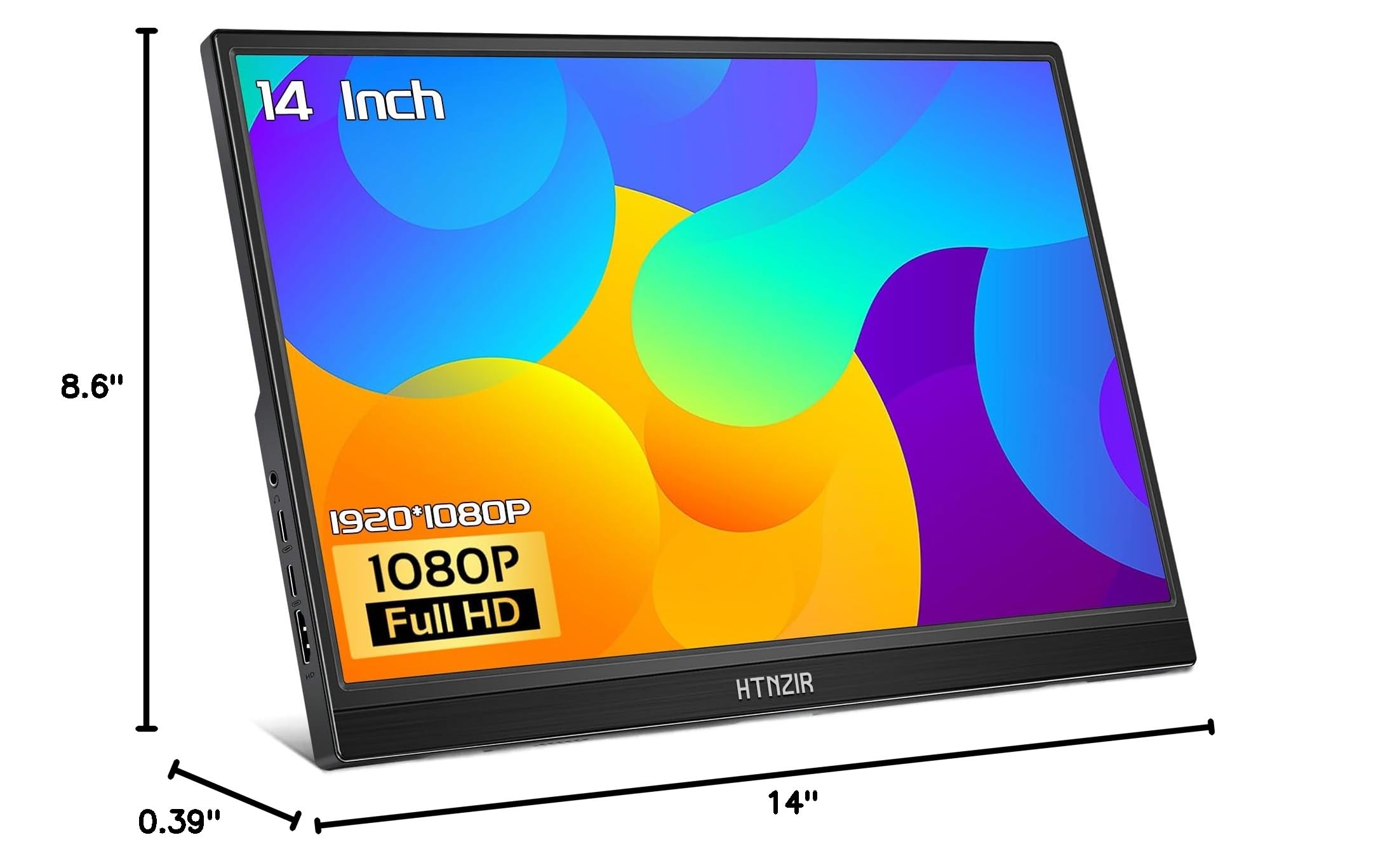 Portable 14 Inch FHD HDMI USB-C Second Monitor with Kickstand & Speakers, HDR Plug&Play for Laptop PC Phone Mac Xbox PS5/PS4 Switch - Ideal for Work, Gaming, and Home Entertainment