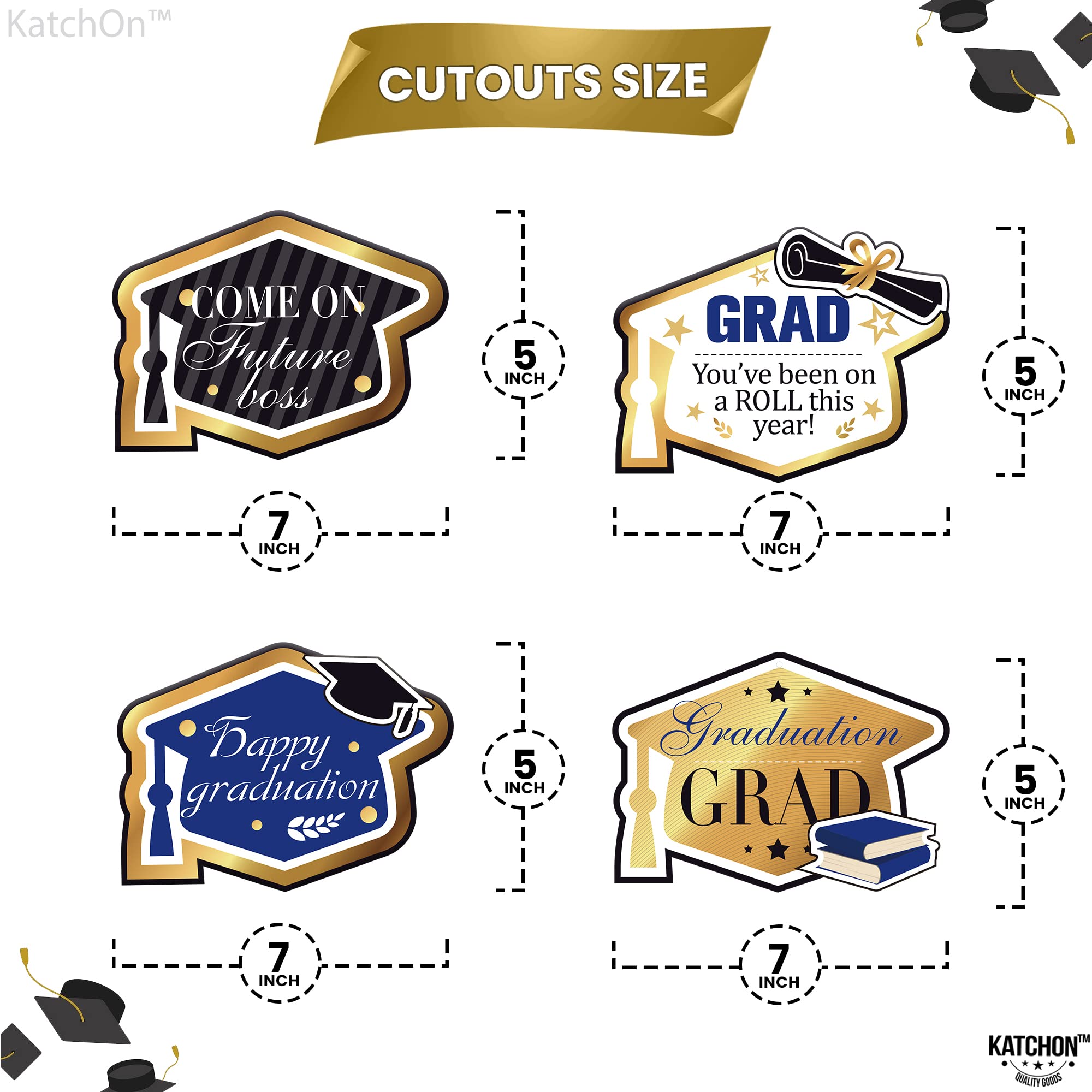 KatchOn Graduation Hanging Swirl Decorations - 46-Pack Blue & Gold 2025 Graduation Party Supplies | No DIY Required | Perfect for Graduation Ceremonies, Parties & Photo Backdrops