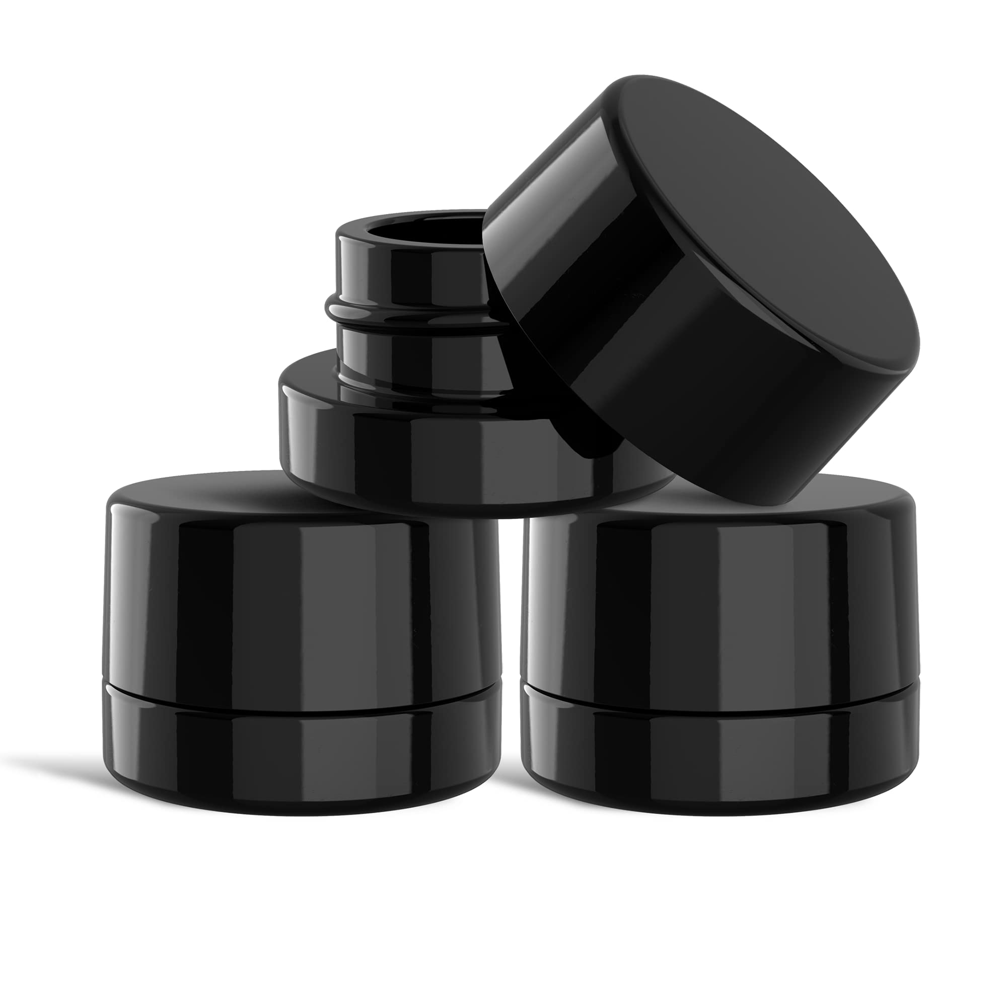 200 Pack 5ml Thick Black Glass Jars with Child Resistant Lids - UV Resistant Airtight Containers for Essential Oils, Lip Balm, CBD Wax, Cosmetics - Small Dark Storage Jars for DIY Skincare, Travel Size Toiletries & Herbal Remedies