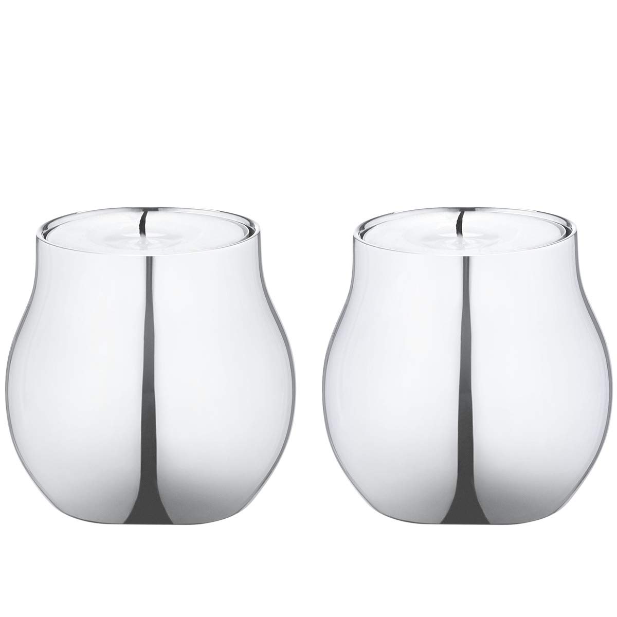 Georg Jensen Cafu Tealight Holders - Set of 2 Mirror Polished Stainless Steel Candle Holders for Home Decor, Wedding Centerpieces & Romantic Ambiance