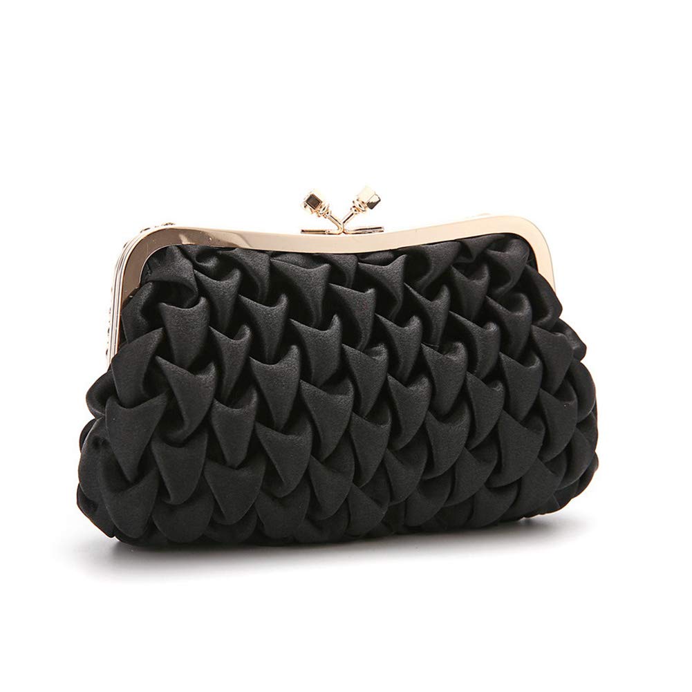 Elegant Black Evening Clutch Bag for Women with Detachable Chain Strap - Perfect for Prom, Wedding, and Formal Events