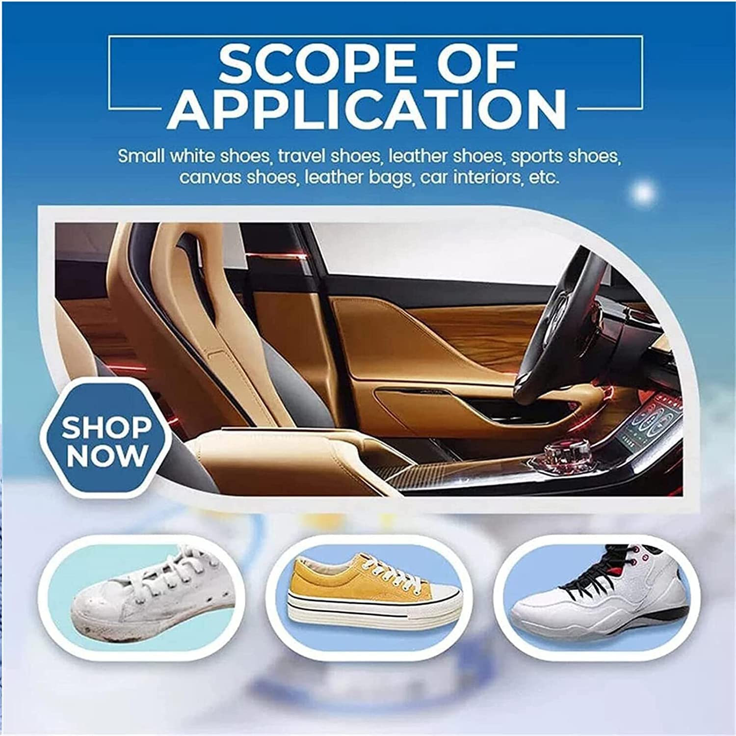 TCCO ENTERPRISE White Shoe Cleaning Cream - 260GM | Powerful Sneaker Stain Remover for Leather, Sports Shoes & Bags | Fast Whitening & Anti-Yellowing Formula | Perfect for Car Interiors & Tennis Shoes | Easy-to-Use Shoe Care Solution for Everyday Cleaning & Maintenance