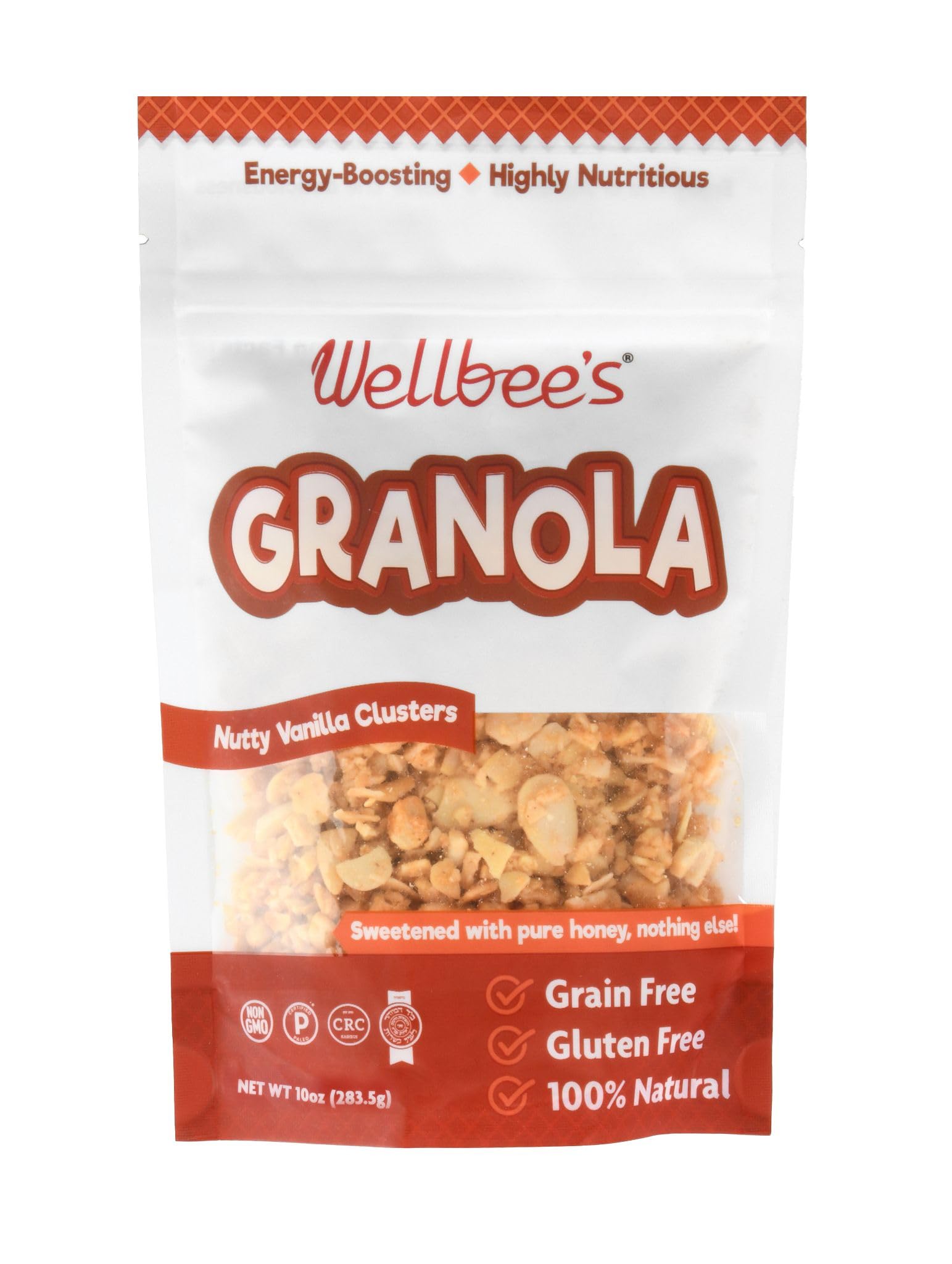 Wellbee's Grain Free Granola - Oat Free, Low Carb, Paleo & SCD Approved Snack - 100% Honey Sweetened, Small Batch, Refined Sugar Free (10 oz) - Perfect for Keto Diet, Healthy Breakfast & On-the-Go Snacking
