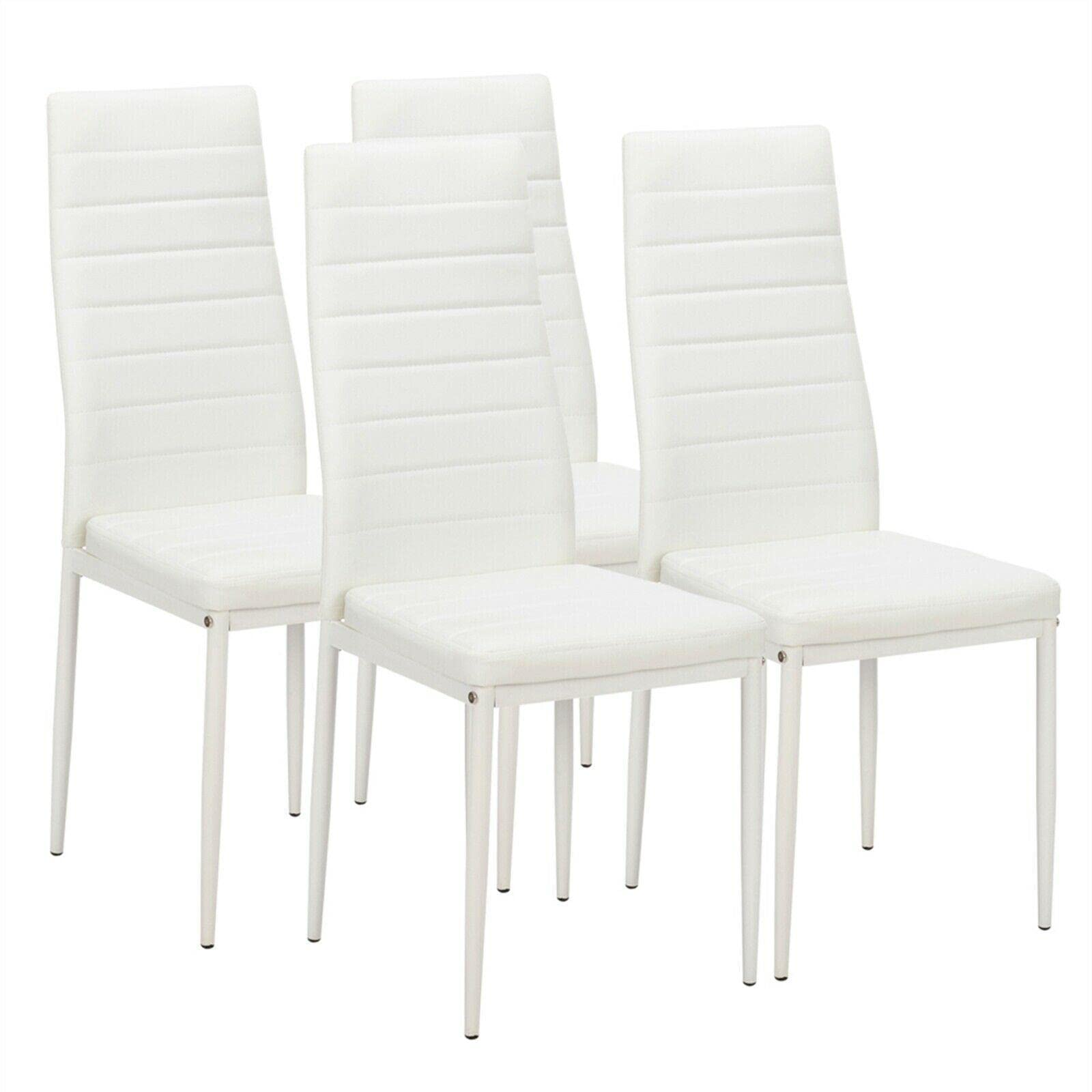 4-Piece White PU Dining Chairs Set - Elegant Parson Kitchen & Dining Room Chairs for Formal Occasions - Perfect for Home, Restaurant, and Office Use