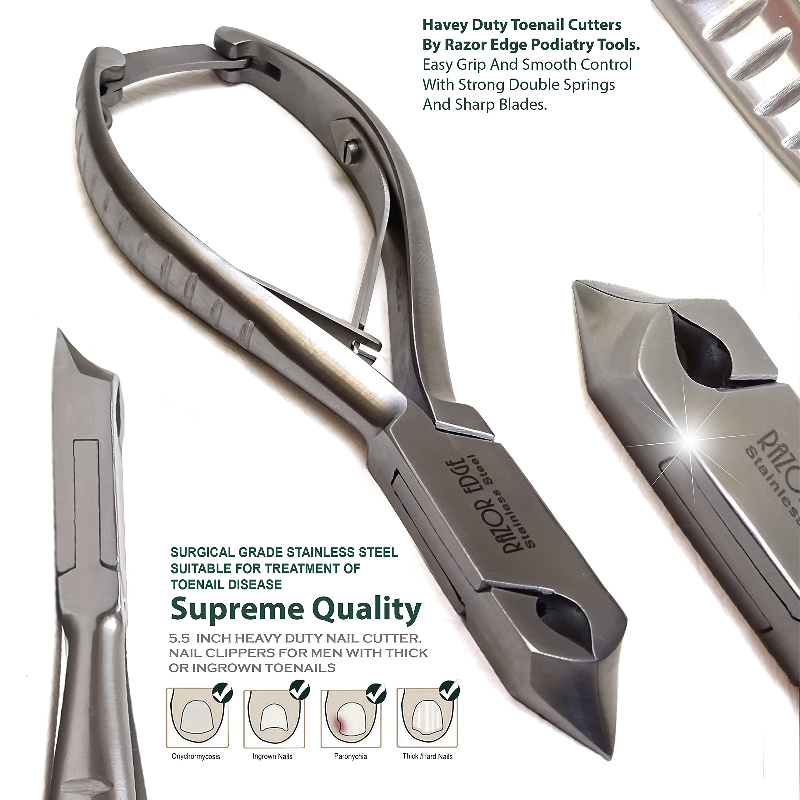 Heavy Duty Toenail Clippers for Thick Nails - Professional Fungal Nail Removal Tool - High Performance Nail Cutter for Men & Women - Perfect for Pedicures, Ingrown Toenails & Diabetic Foot Care