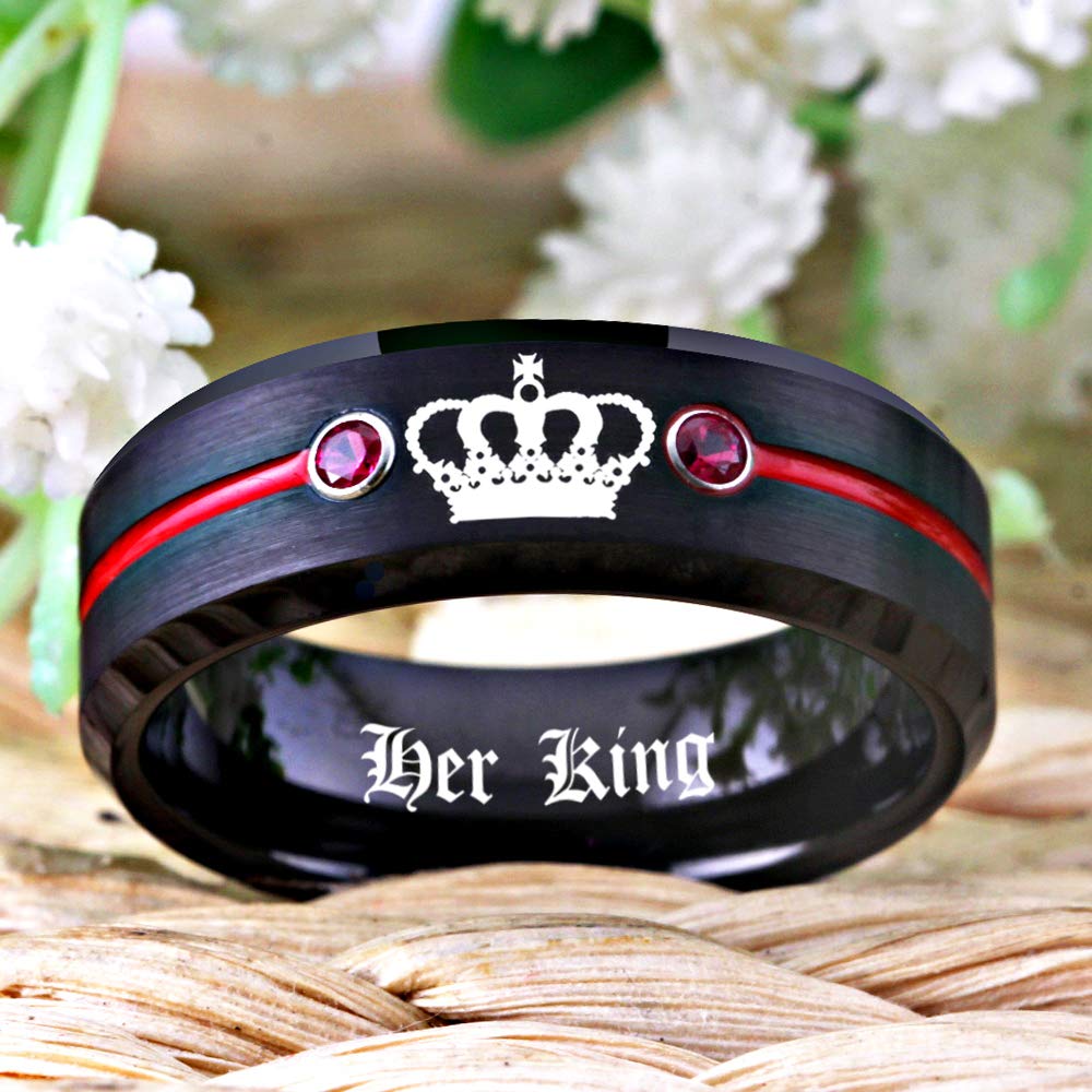 Custom Engraved His & Hers Tungsten Carbide Wedding Bands - Matching Couple Rings with CZ Stones for Engagement, Promise or Anniversary - Perfect for Romantic Gifts & Special Occasions