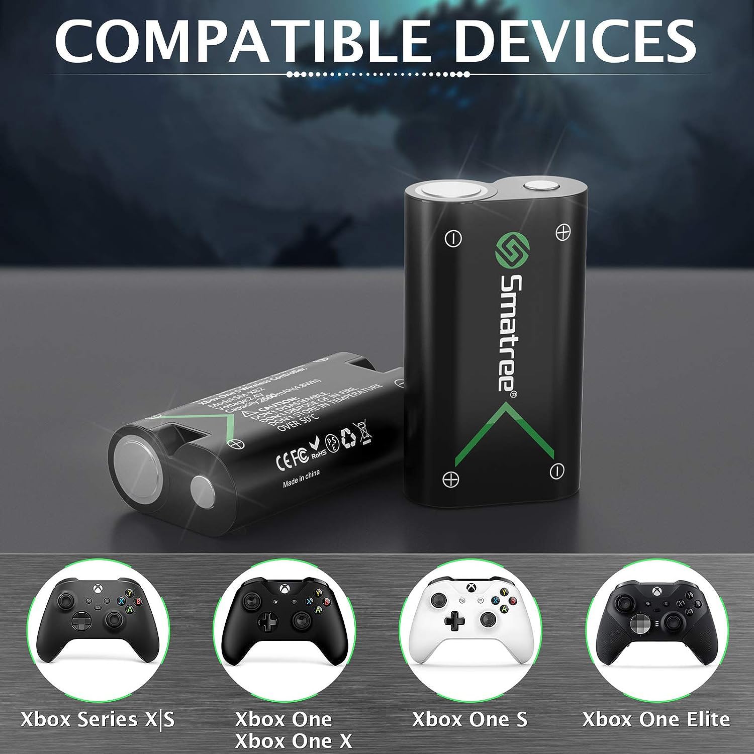 Smatree Rechargeable Battery Pack for Xbox Series X|S & Xbox One X/S/Elite Wireless Controller - 3-Pack with Fast Charger (Patent Protected) | Long-Lasting Power for Gaming Sessions & Wireless Play