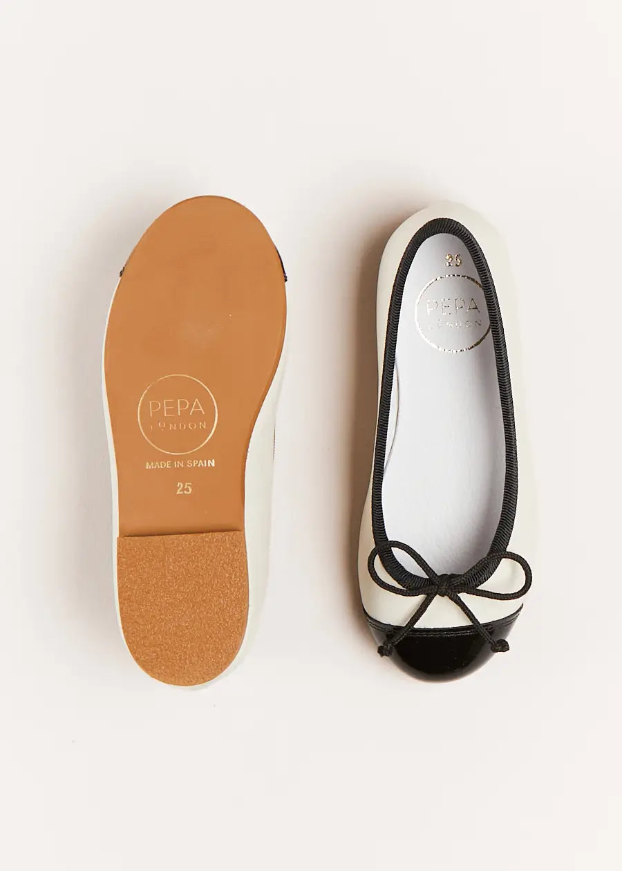 Patent Toe Ballerina Shoes for Women - Comfortable Cream Ballet Flats (Sizes 24-34 EU) - Perfect for Office, Wedding & Casual Wear