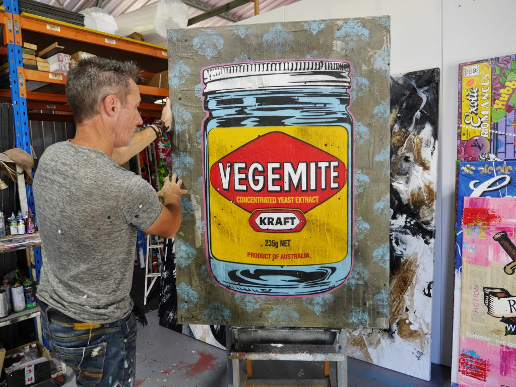 100cm x 140cm Vegemite Concrete Textured Urban Pop Art Canvas Painting - Modern Abstract Wall Decor for Living Room, Bedroom & Office