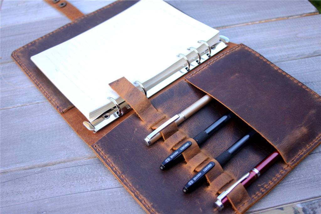 Personalized Brown Leather Portfolio Planner Organizer - Professional Business Binder for Documents, Notes & Meetings - Perfect for Office, School & Travel Organization